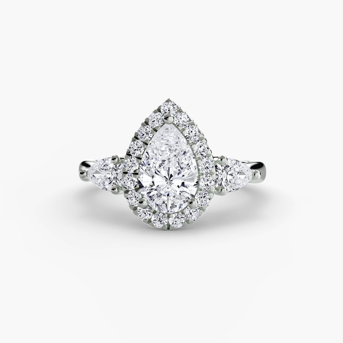 Three - Stone Ring with Halo - Prestige Stones