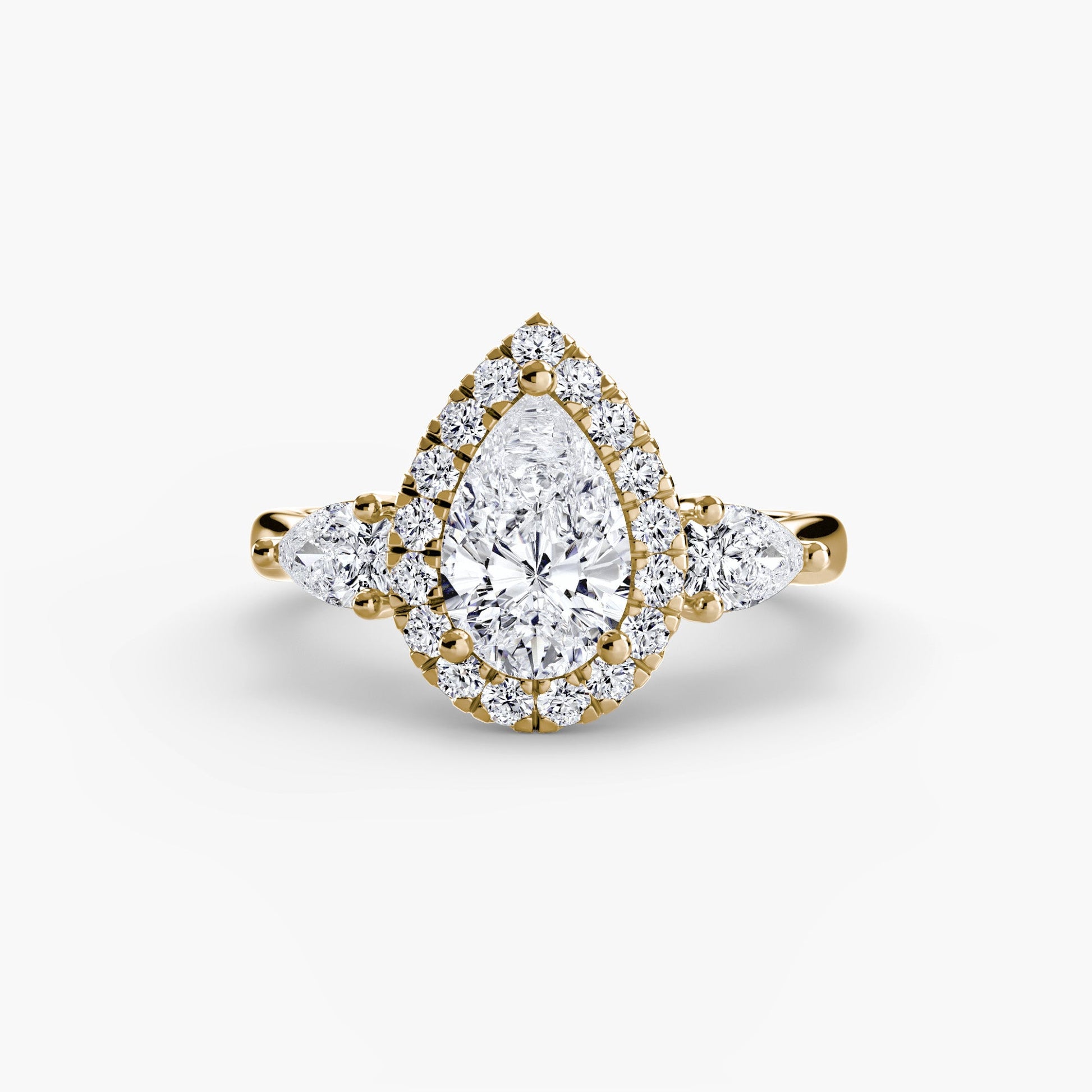 Three - Stone Ring with Halo - Prestige Stones
