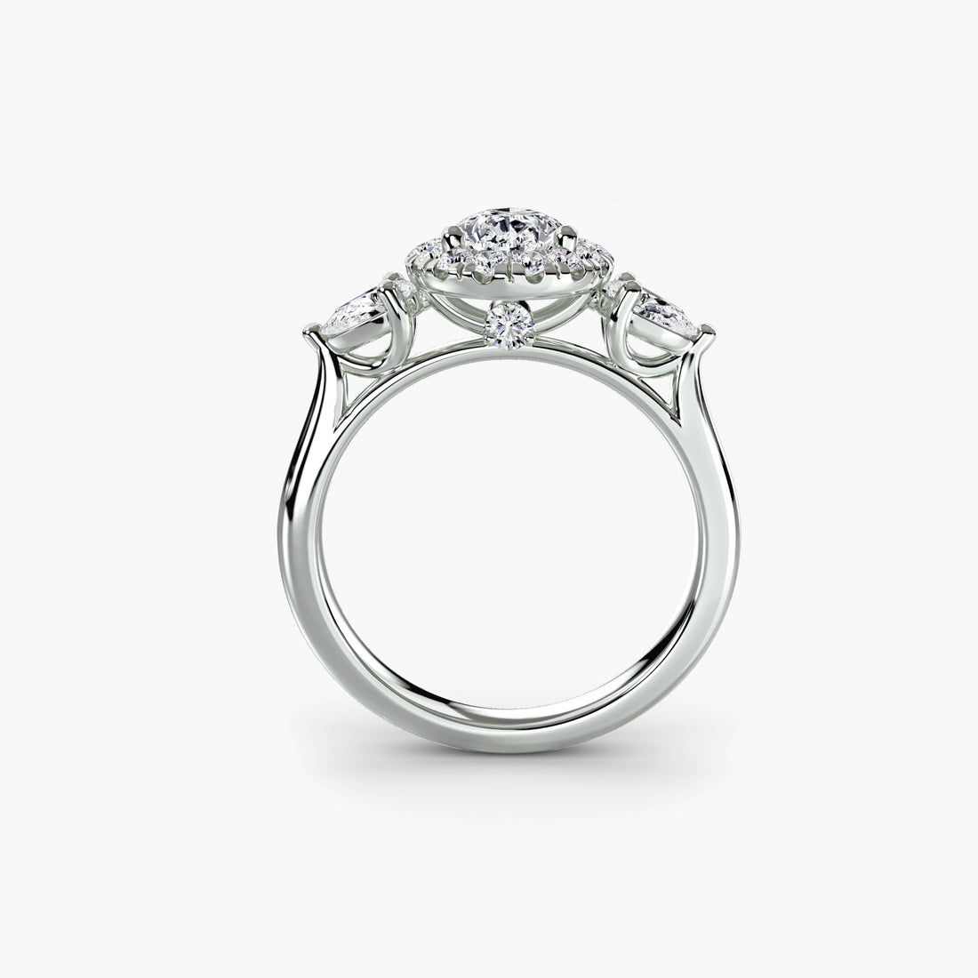 Three - Stone Ring with Halo - Prestige Stones