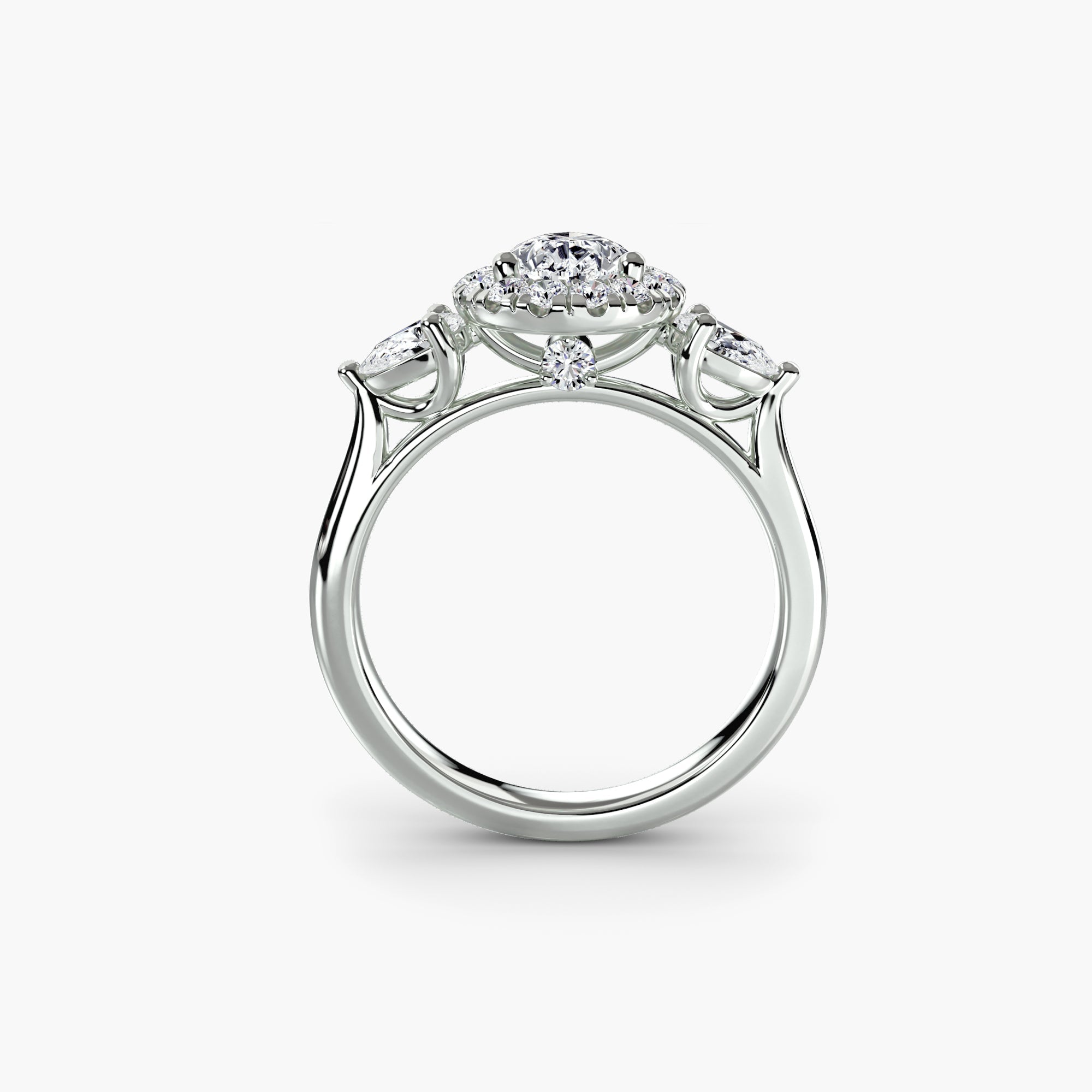 Three - Stone Ring with Halo - Prestige Stones