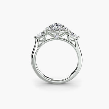 Three - Stone Ring with Halo - Prestige Stones
