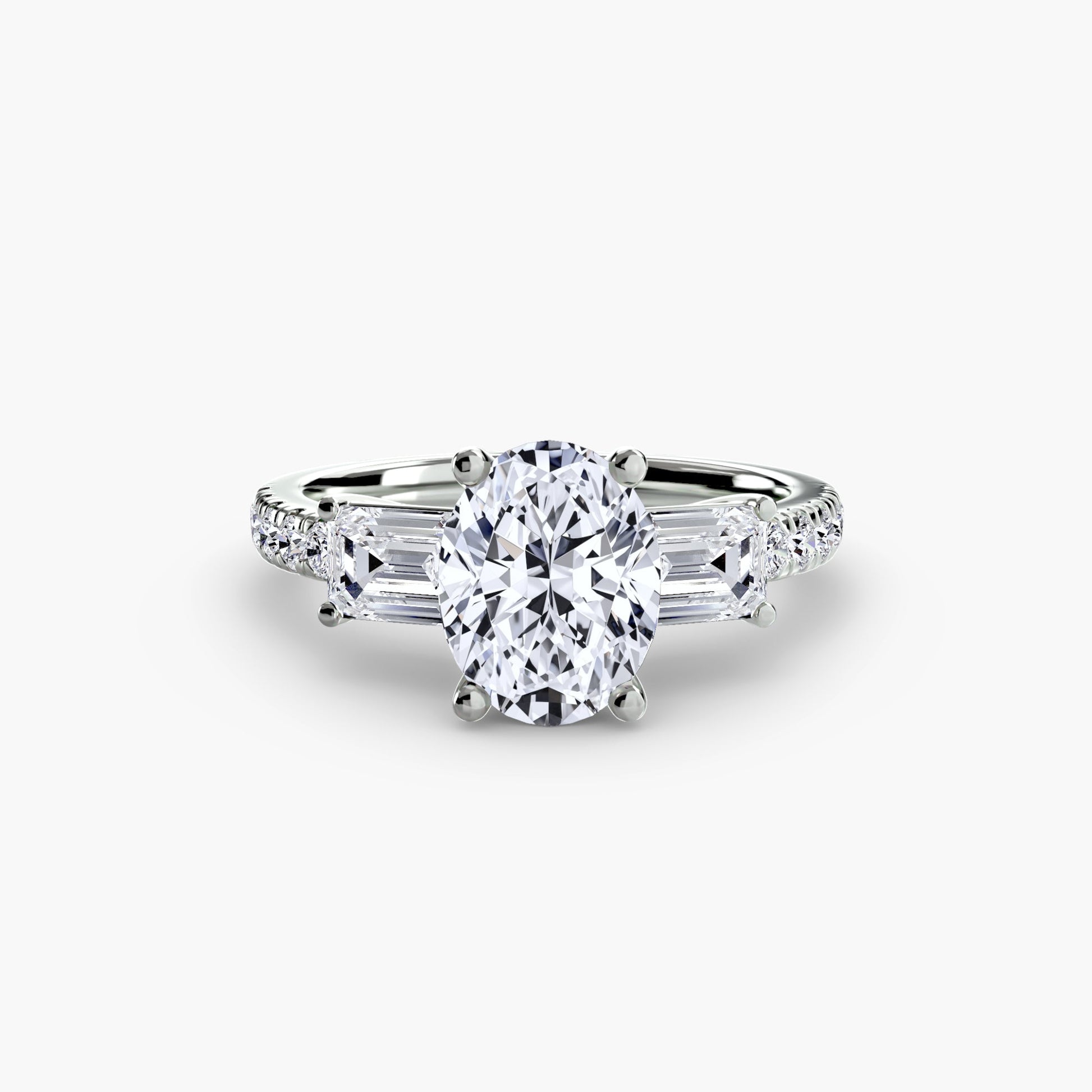 Three - Stone Ring with Pavé Band 4 - Prestige Stones