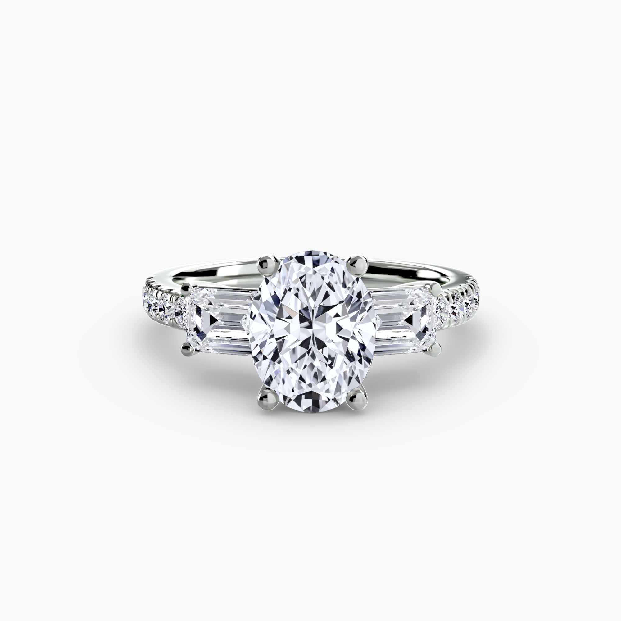 Three - Stone Ring with Pavé Band 4 - Prestige Stones