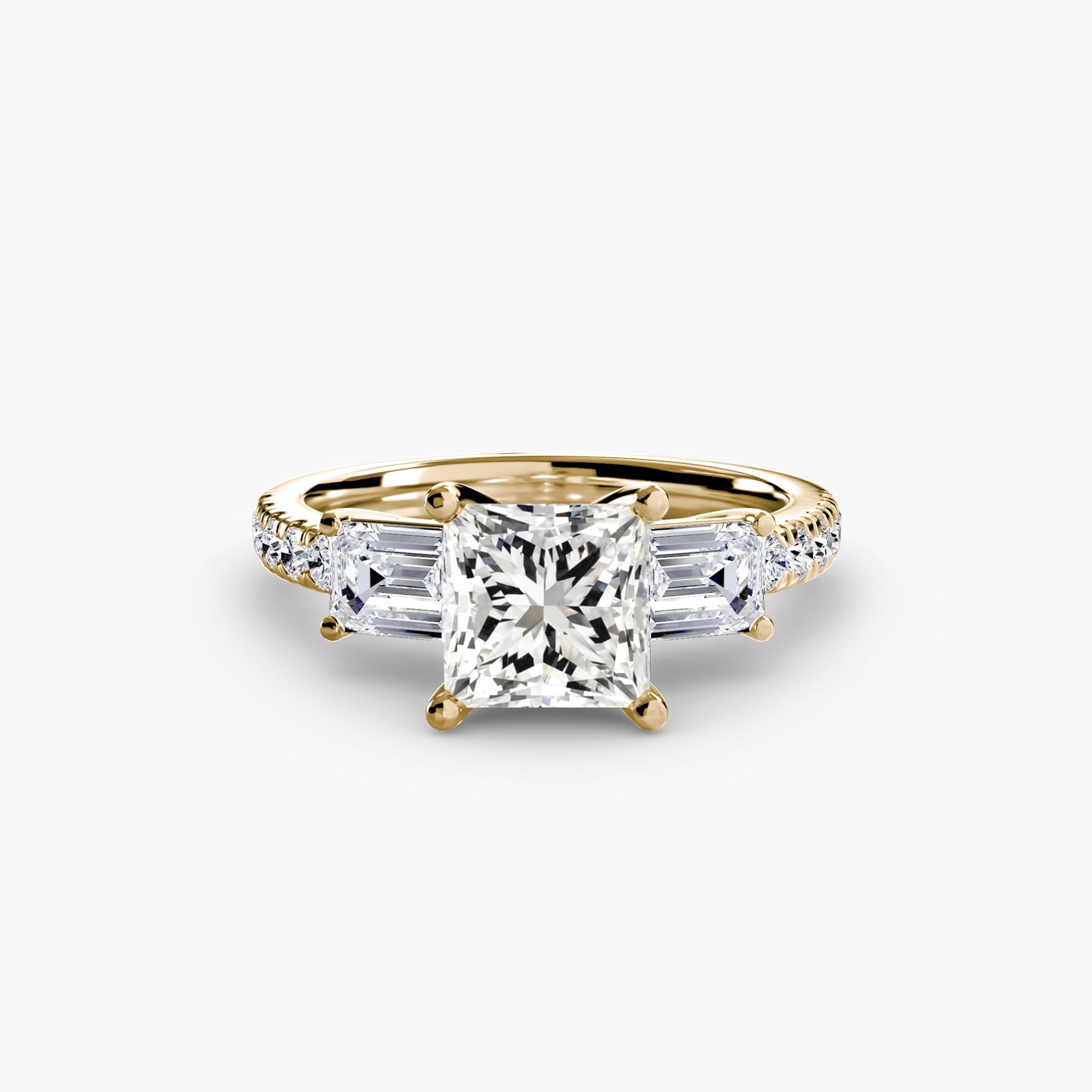 Three - Stone Ring with Pavé Band 4 - Prestige Stones