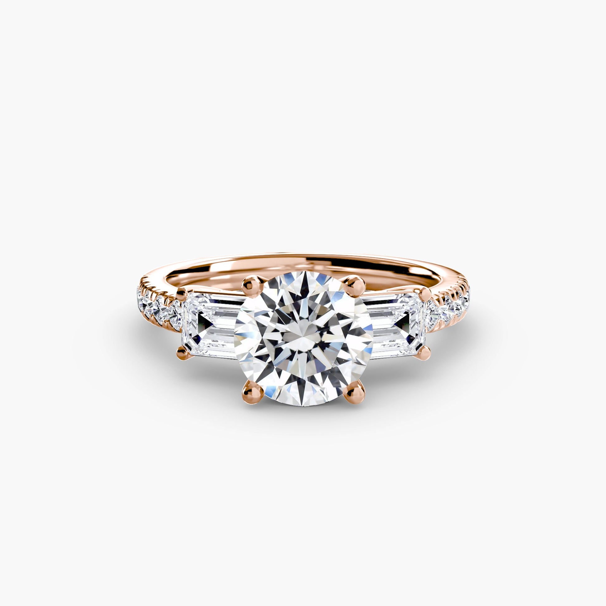 Three - Stone Ring with Pavé Band 4 - Prestige Stones
