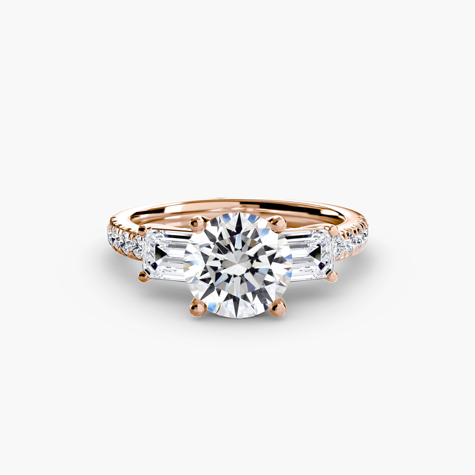 Three - Stone Ring with Pavé Band 4 - Prestige Stones