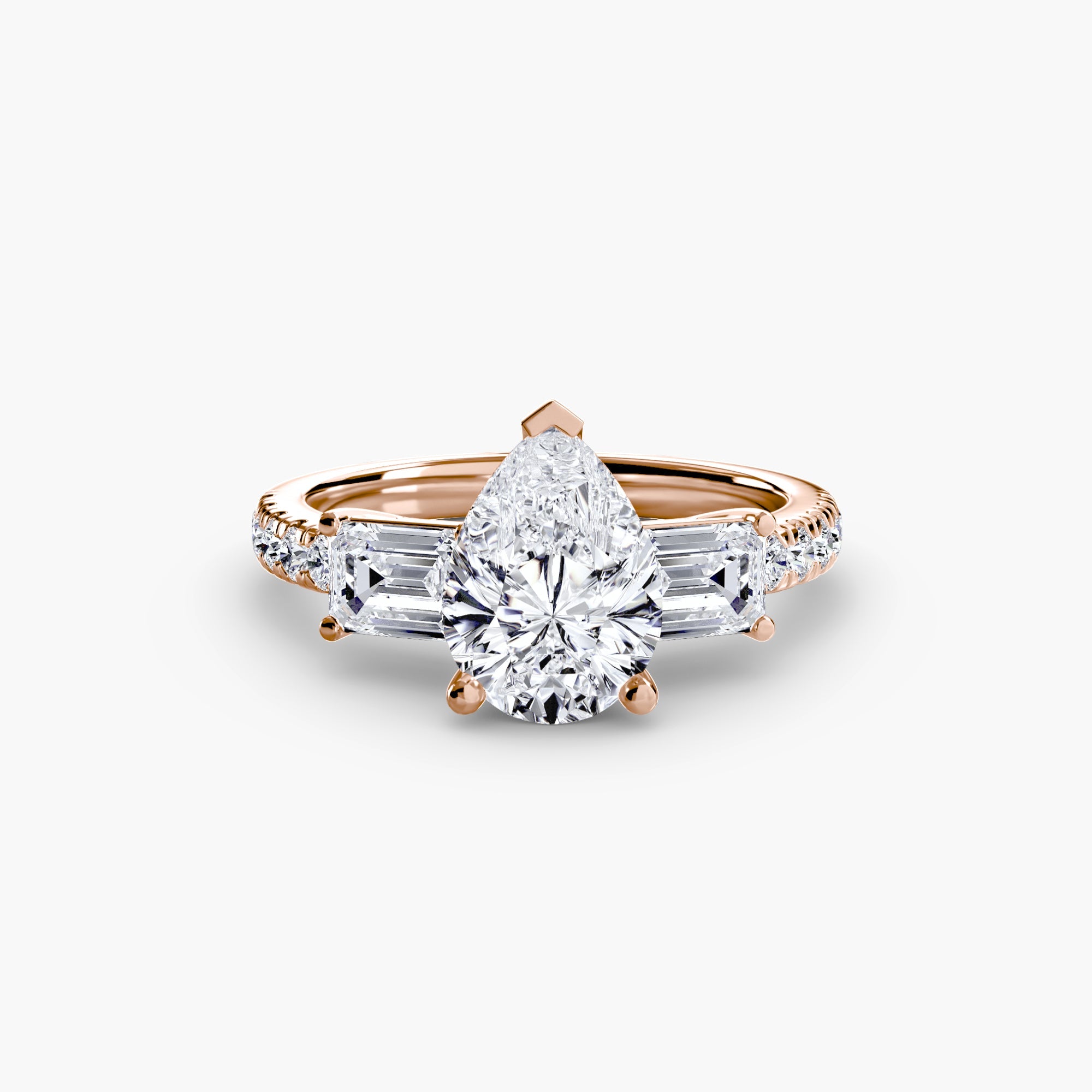 Three - Stone Ring with Pavé Band 4 - Prestige Stones