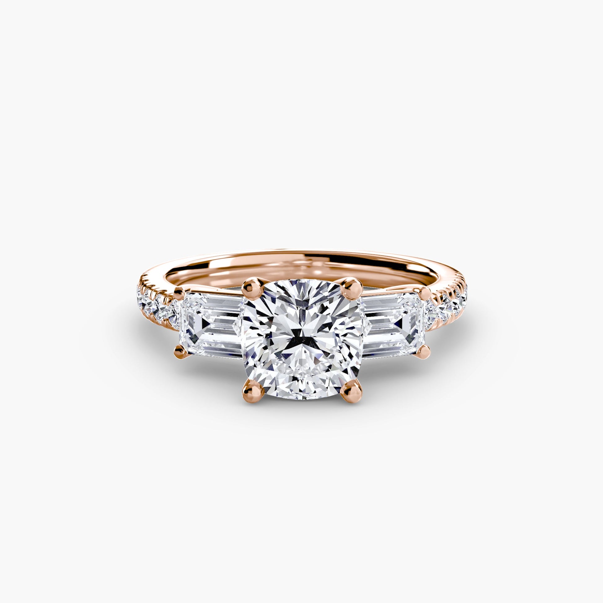 Three - Stone Ring with Pavé Band 4 - Prestige Stones