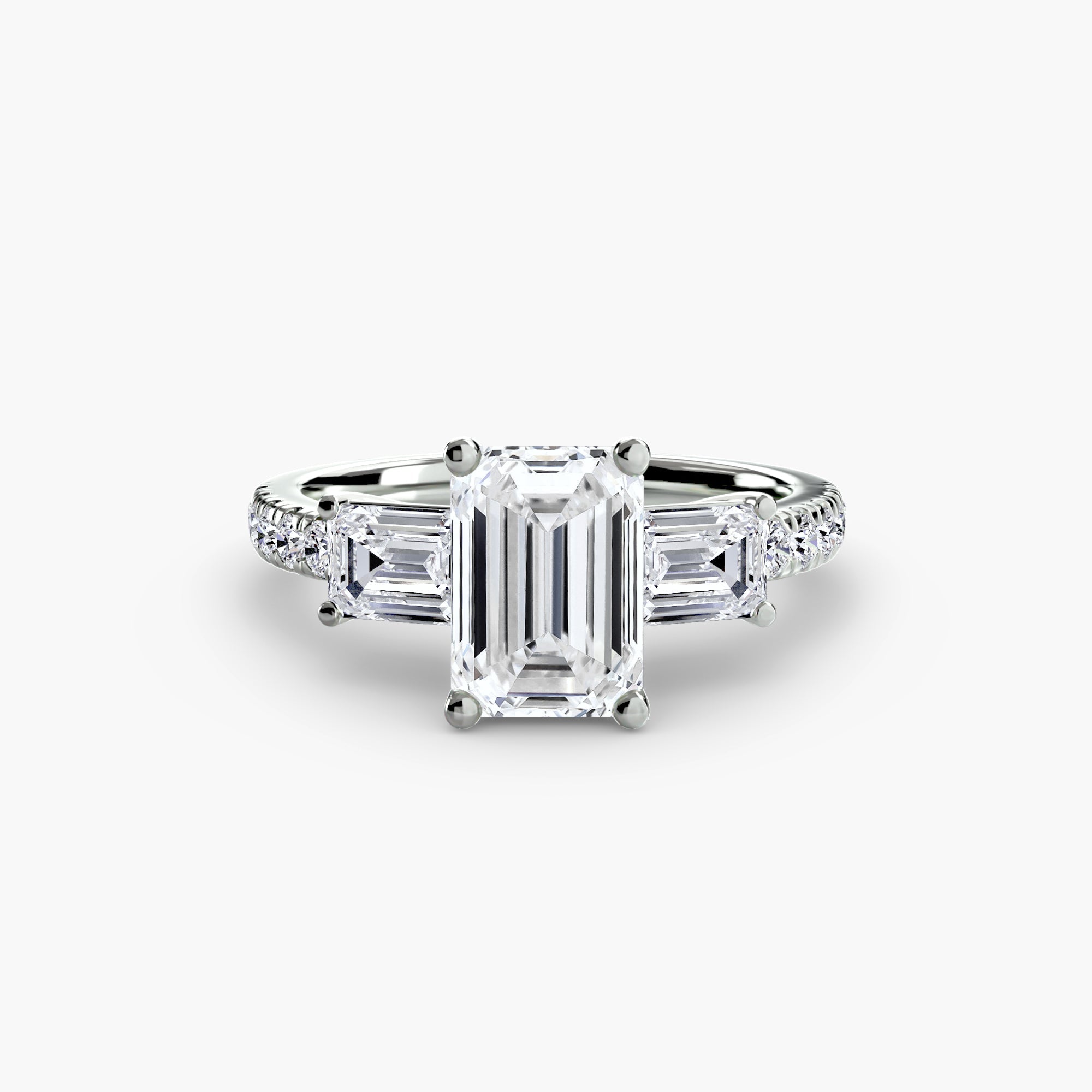 Three - Stone Ring with Pavé Band 4 - Prestige Stones