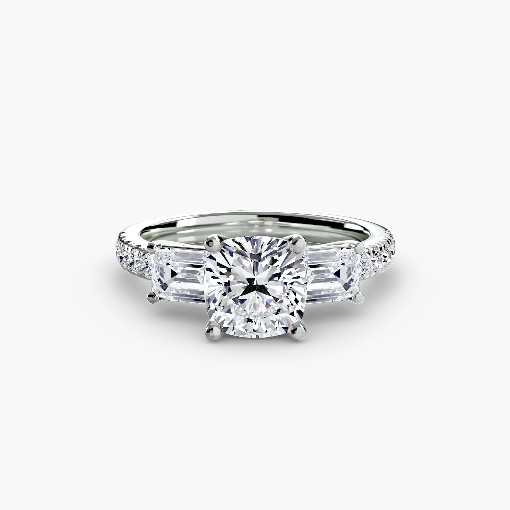 Three - Stone Ring with Pavé Band 4 - Prestige Stones