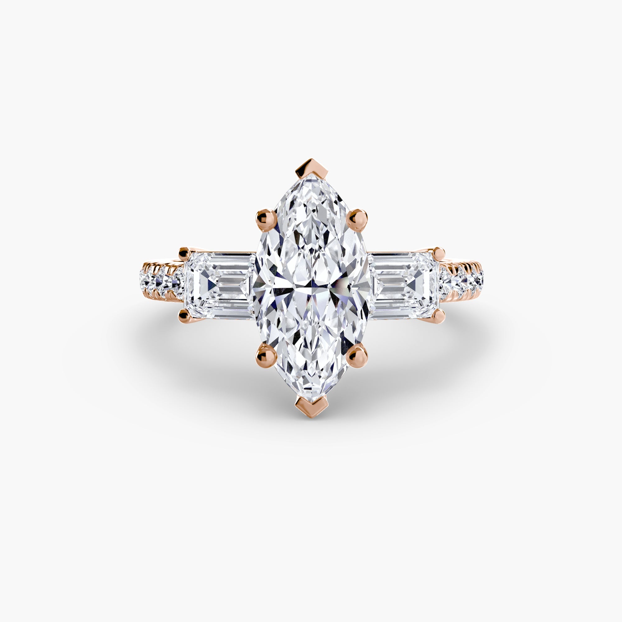 Three - Stone Ring with Pavé Band 4 - Prestige Stones