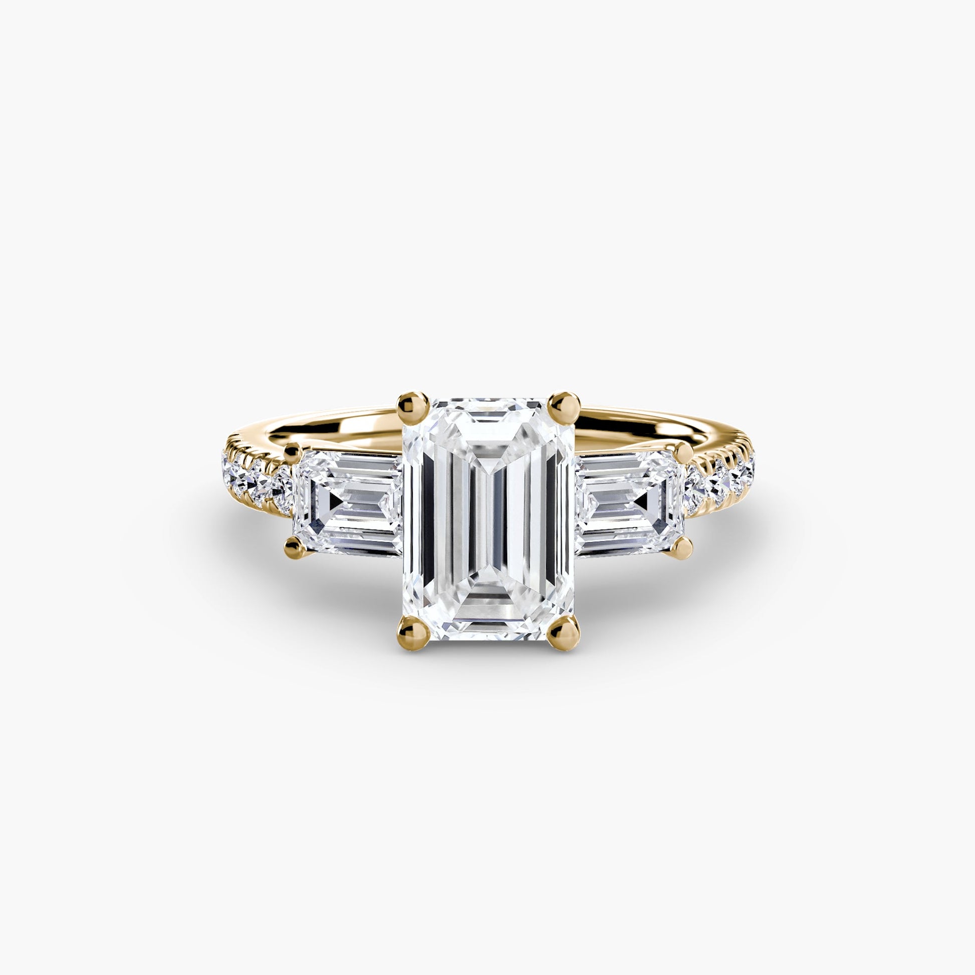 Three - Stone Ring with Pavé Band 4 - Prestige Stones