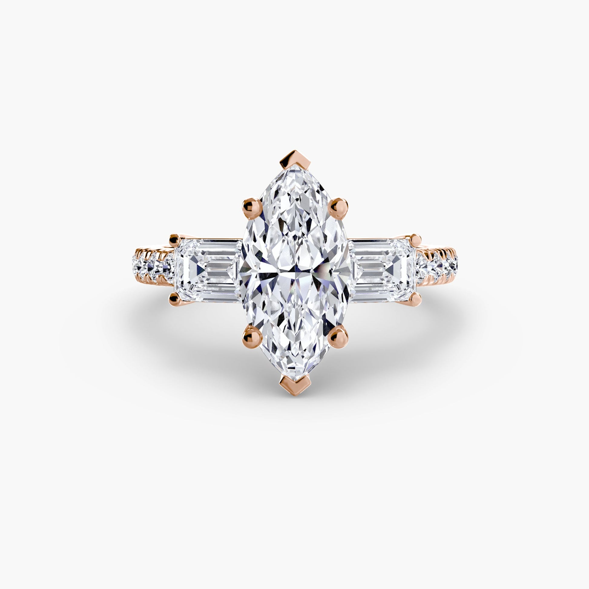 Three - Stone Ring with Pavé Band 4 - Prestige Stones