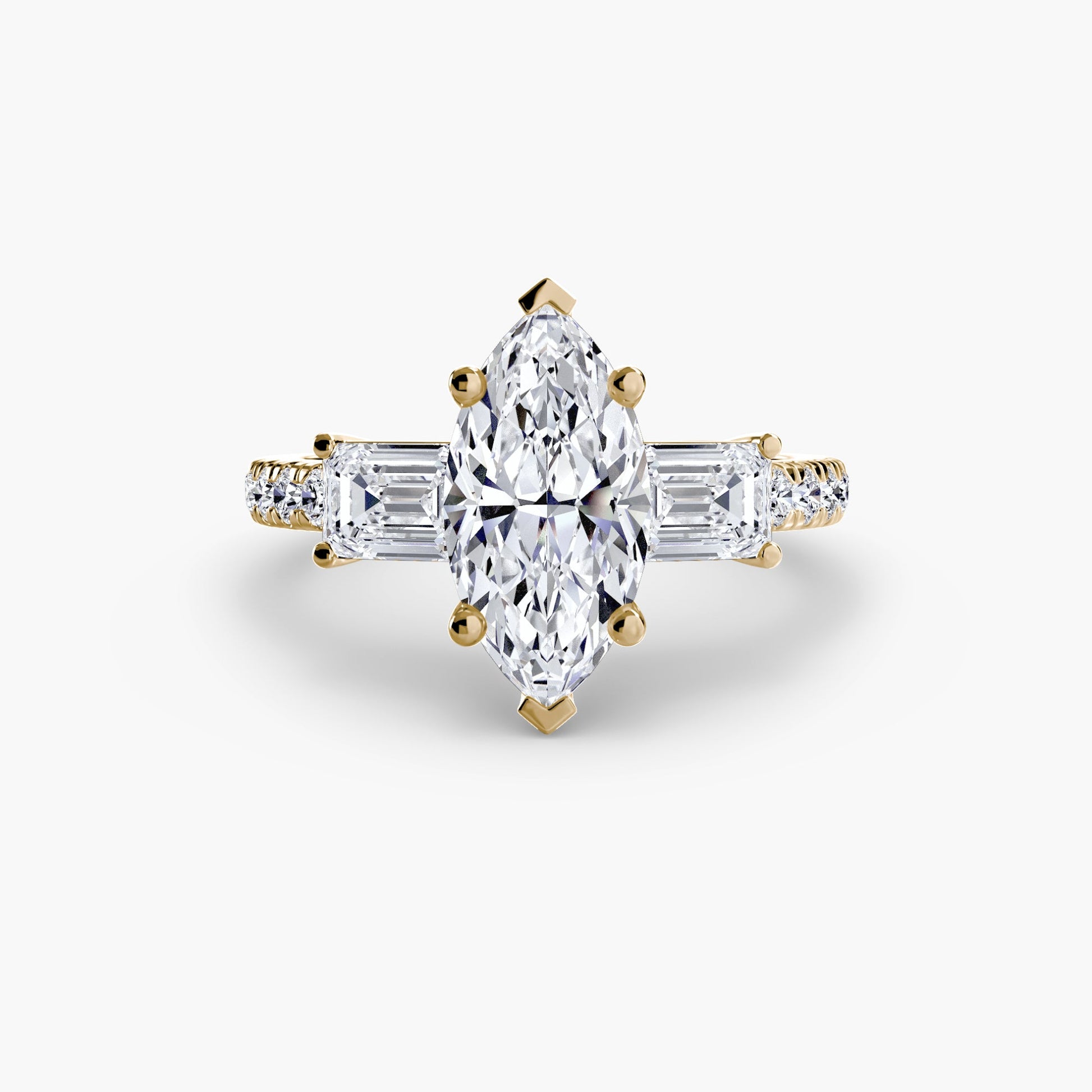 Three - Stone Ring with Pavé Band 4 - Prestige Stones