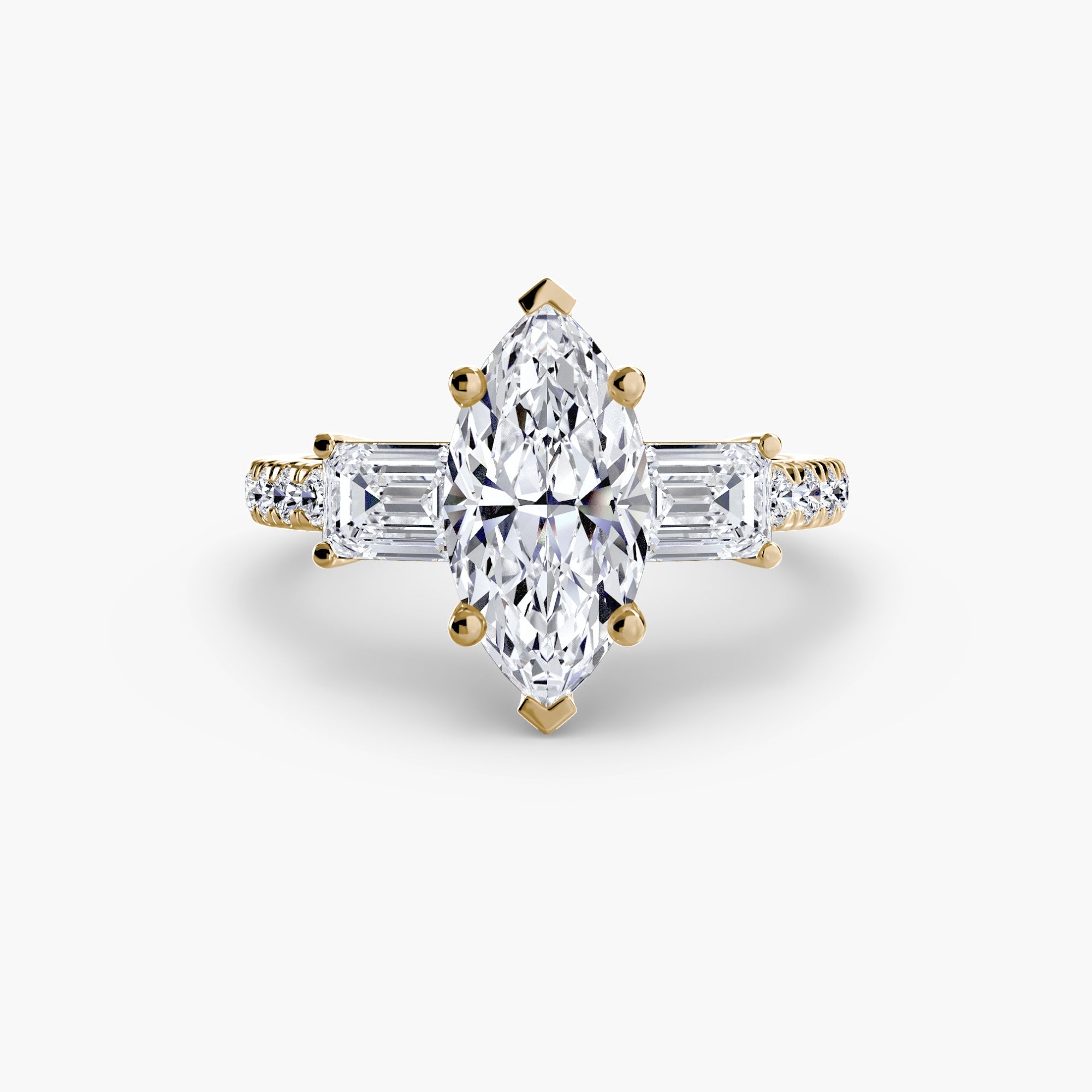 Three - Stone Ring with Pavé Band 4 - Prestige Stones