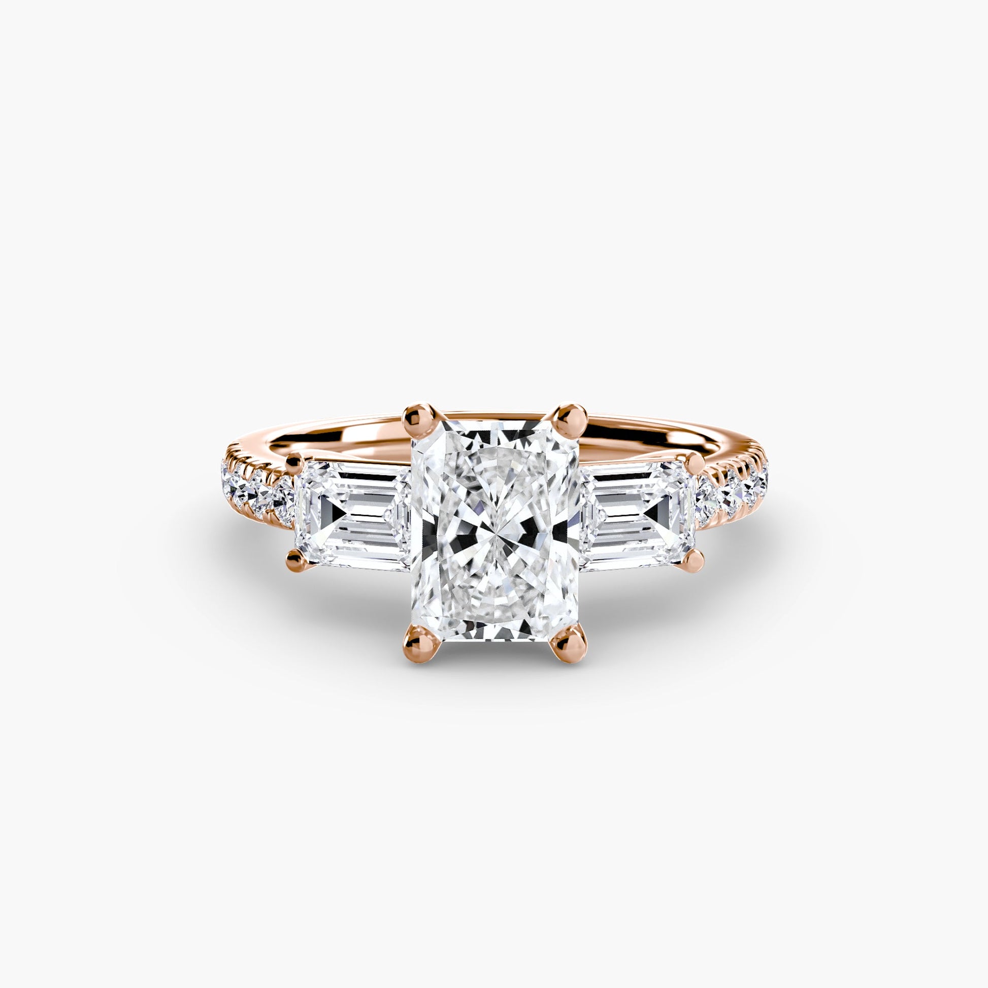 Three - Stone Ring with Pavé Band 4 - Prestige Stones
