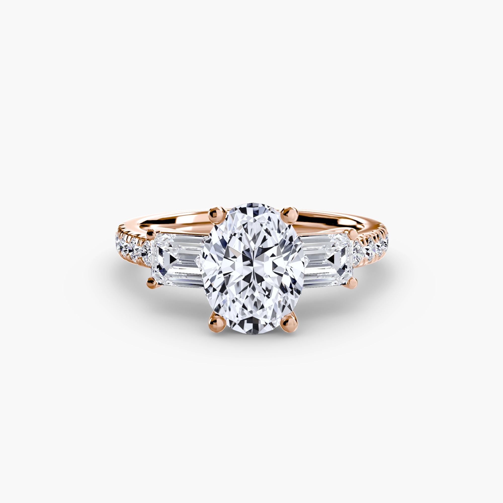 Three - Stone Ring with Pavé Band 4 - Prestige Stones