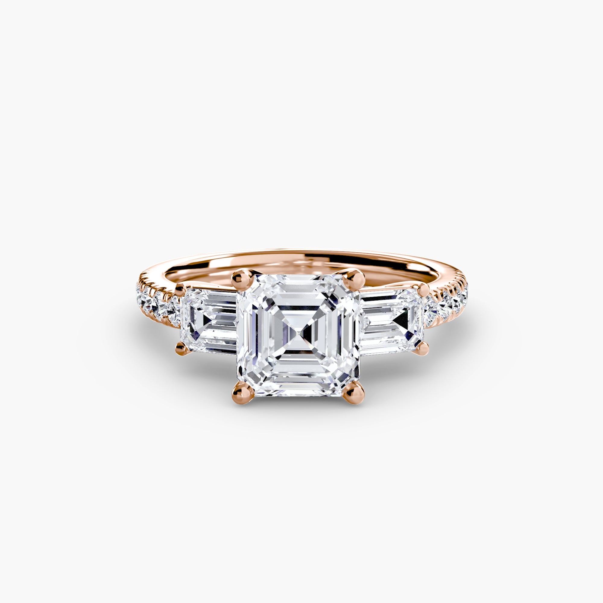 Three - Stone Ring with Pavé Band 4 - Prestige Stones