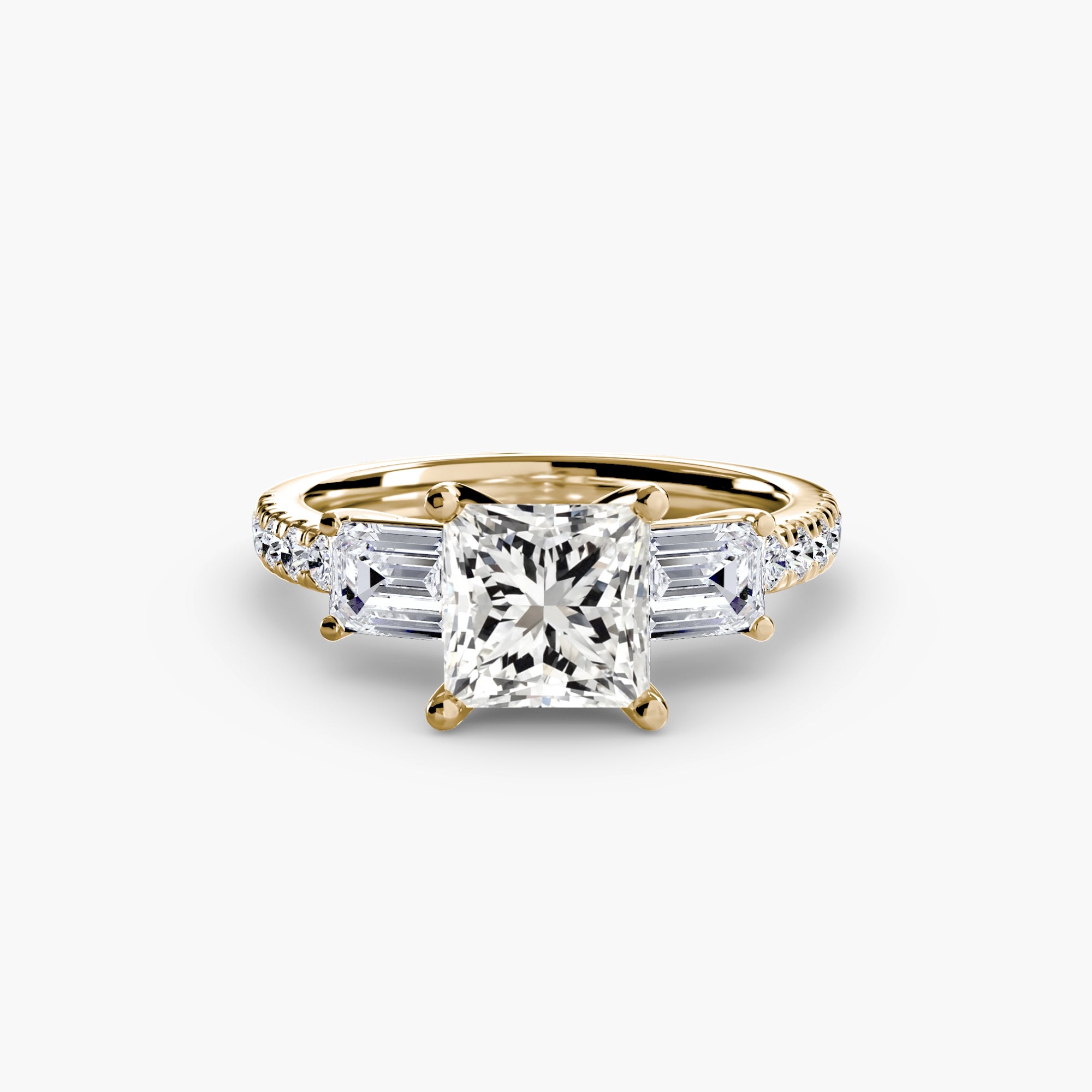 Three - Stone Ring with Pavé Band 4 - Prestige Stones