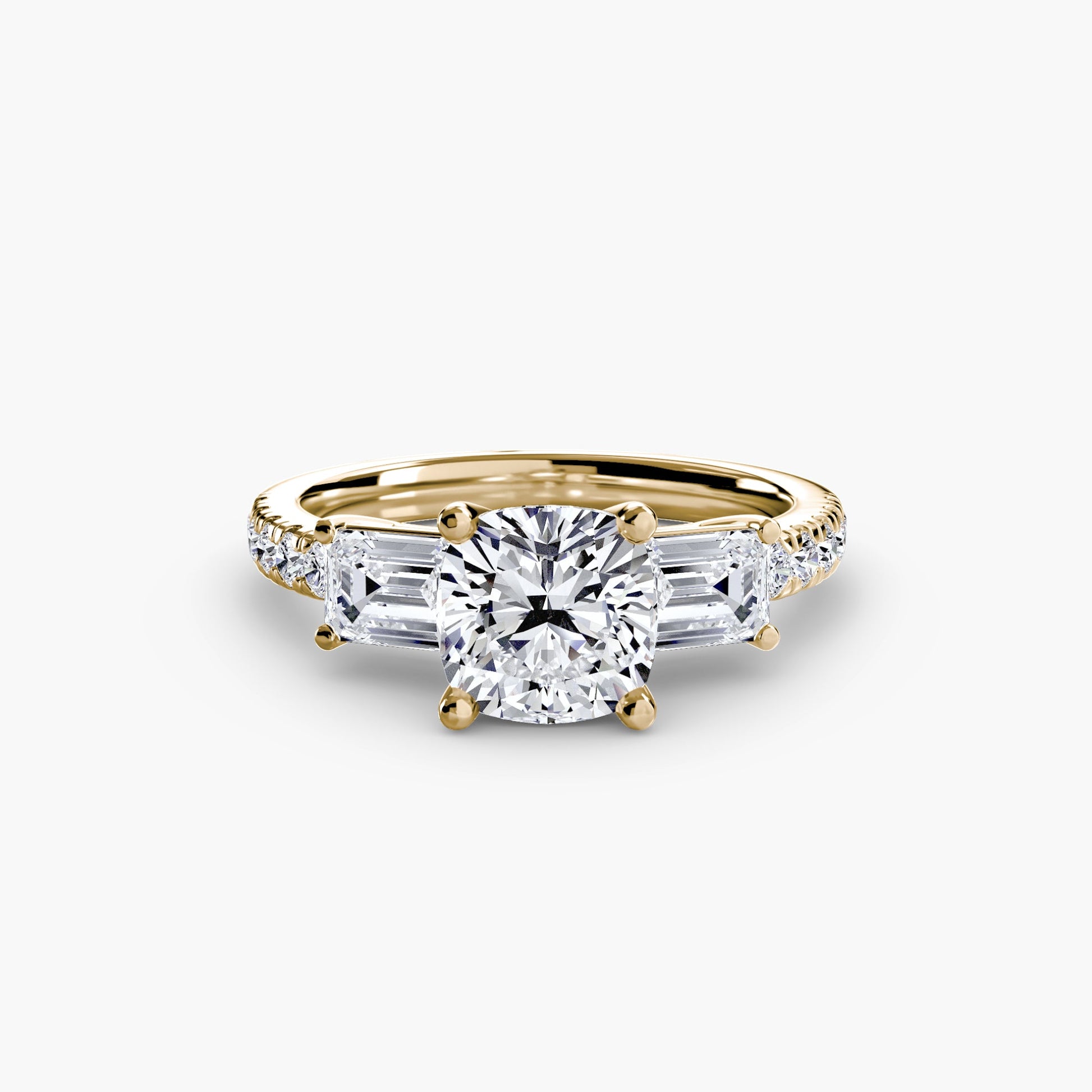 Three - Stone Ring with Pavé Band 4 - Prestige Stones