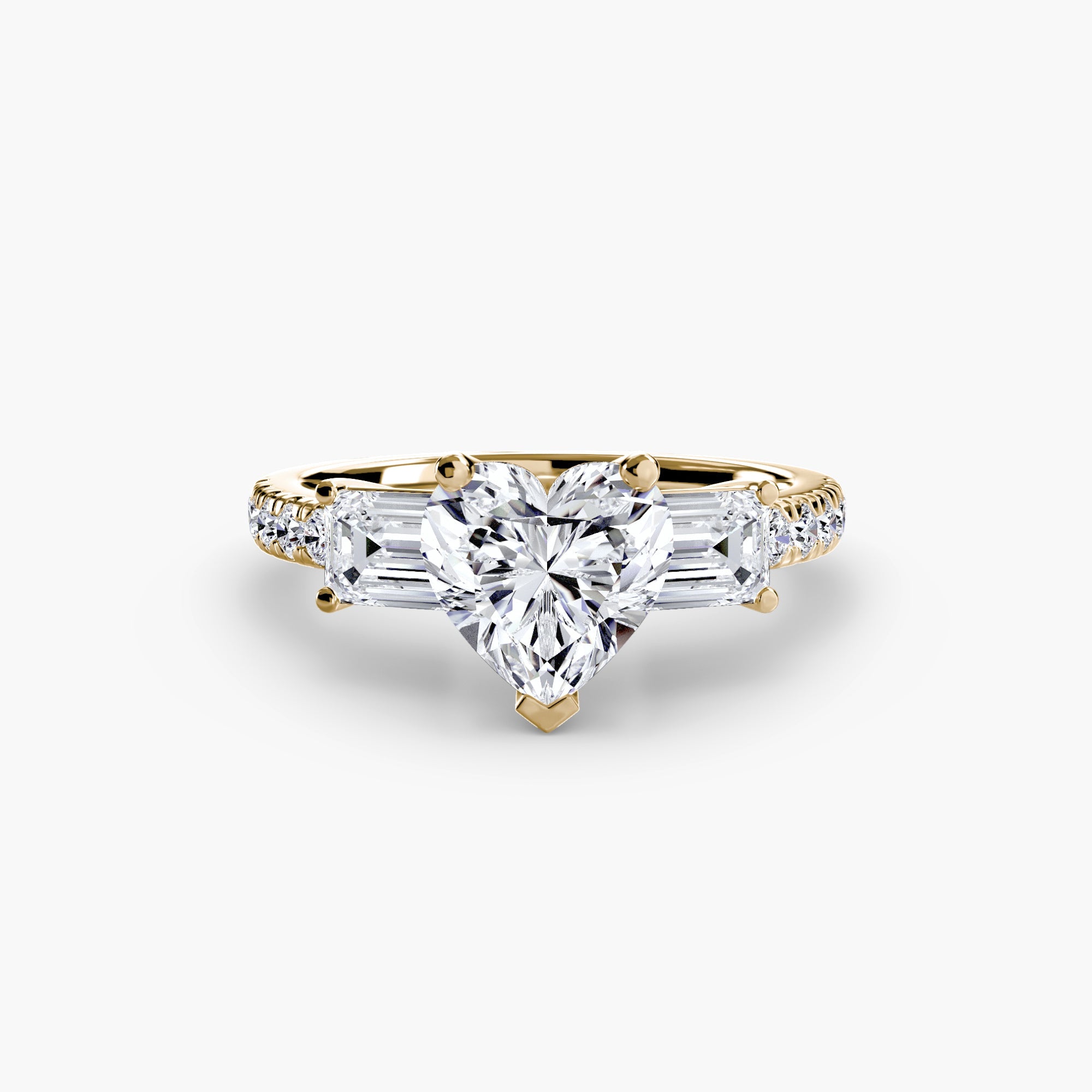 Three - Stone Ring with Pavé Band 4 - Prestige Stones