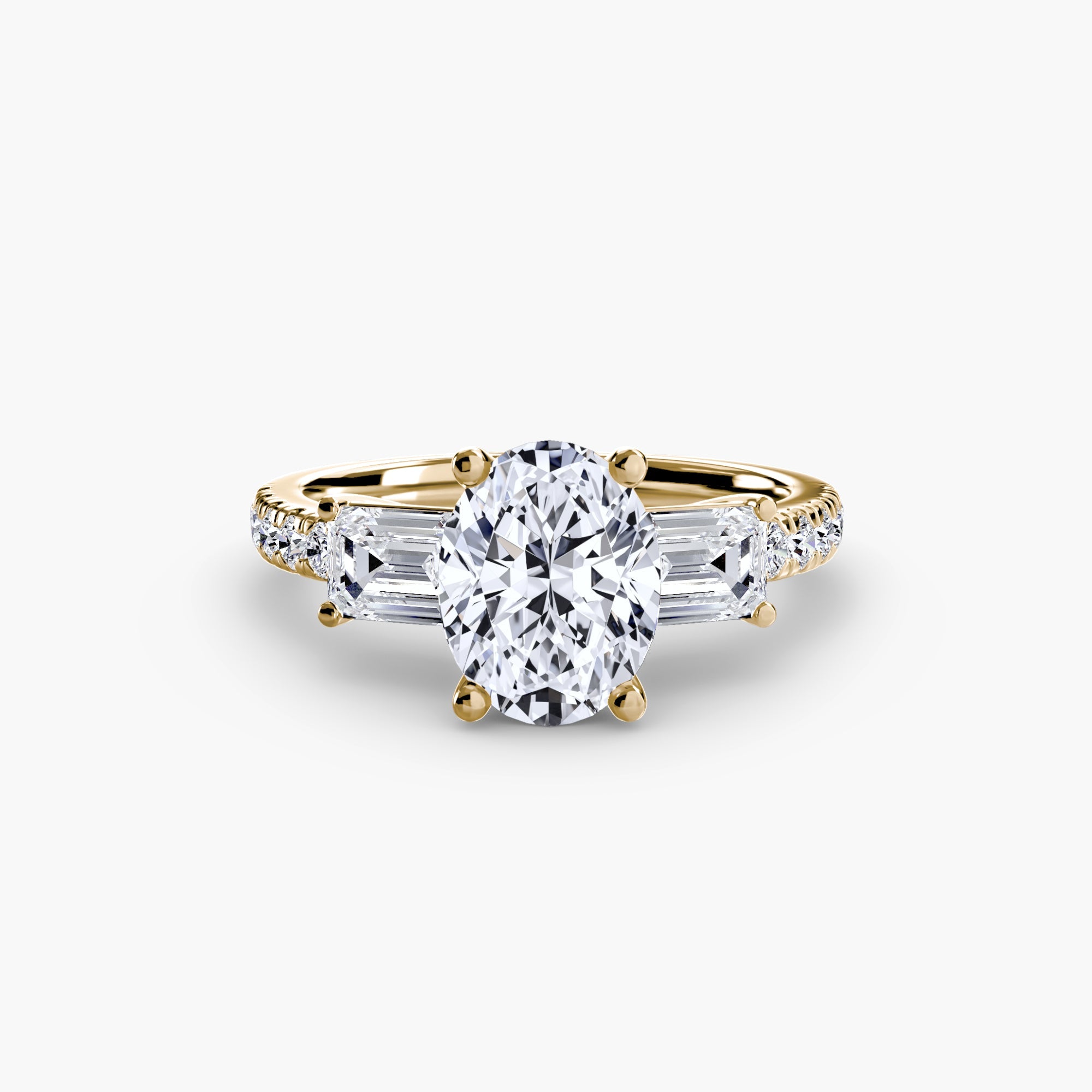 Three - Stone Ring with Pavé Band 4 - Prestige Stones