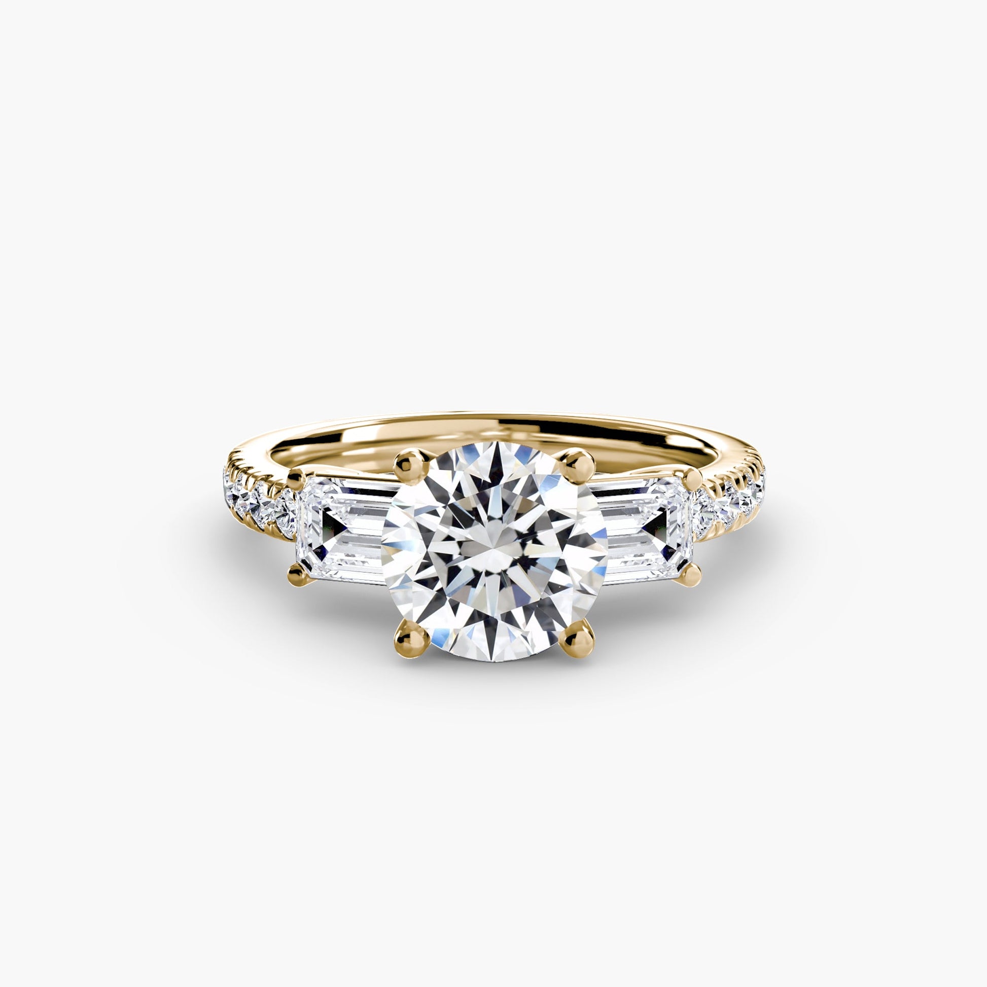 Three - Stone Ring with Pavé Band 4 - Prestige Stones