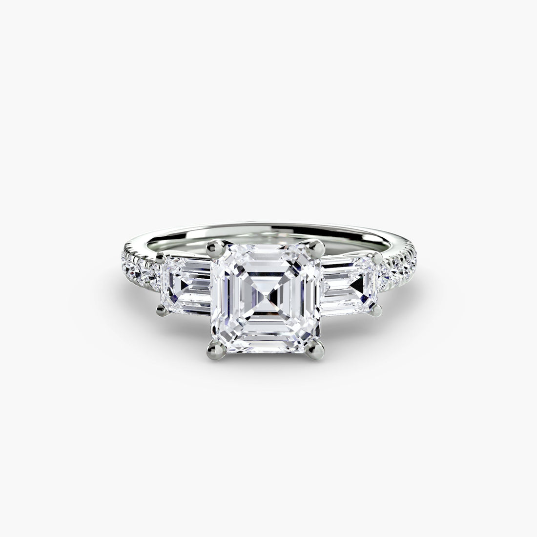 Three - Stone Ring with Pavé Band 4 - Prestige Stones