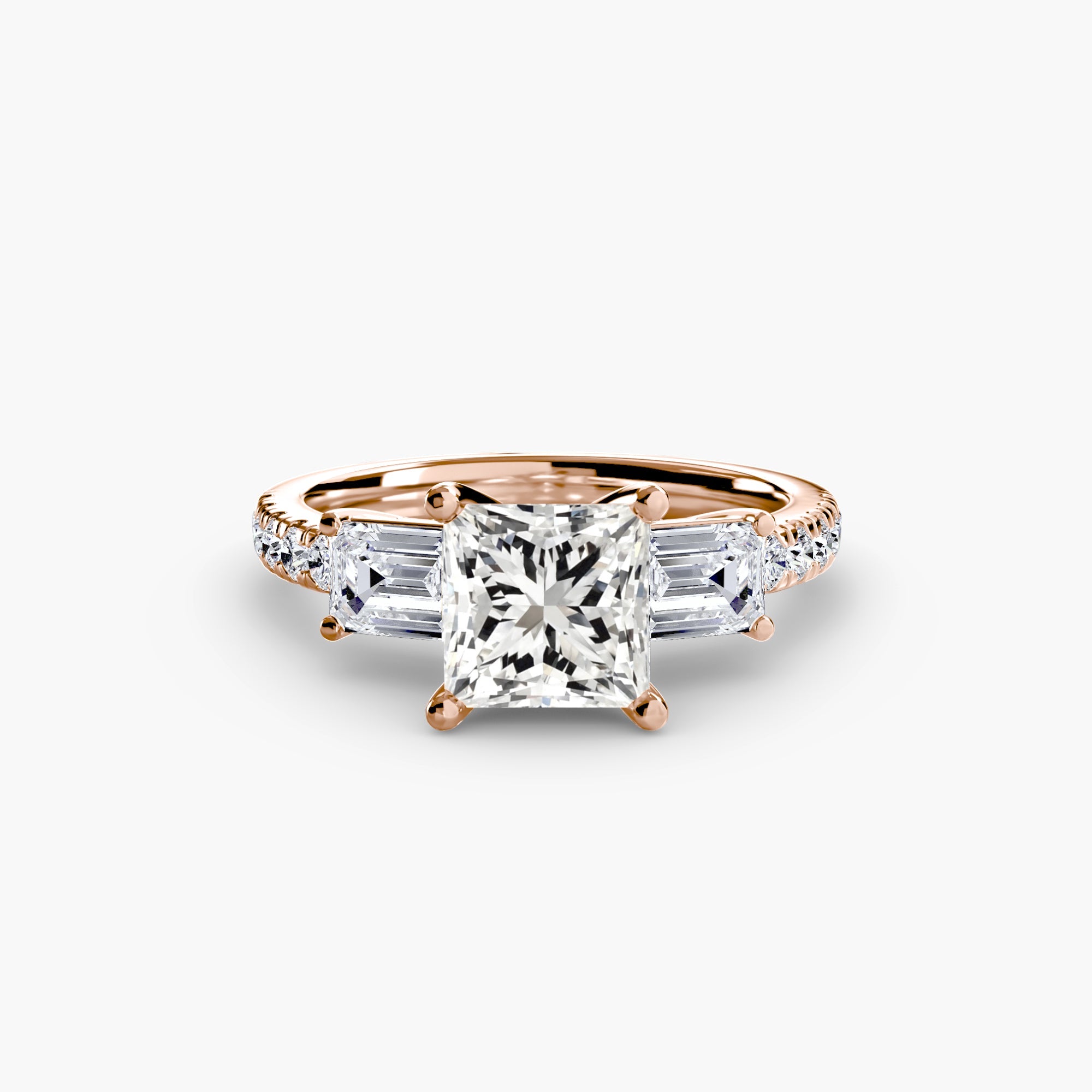 Three - Stone Ring with Pavé Band 4 - Prestige Stones