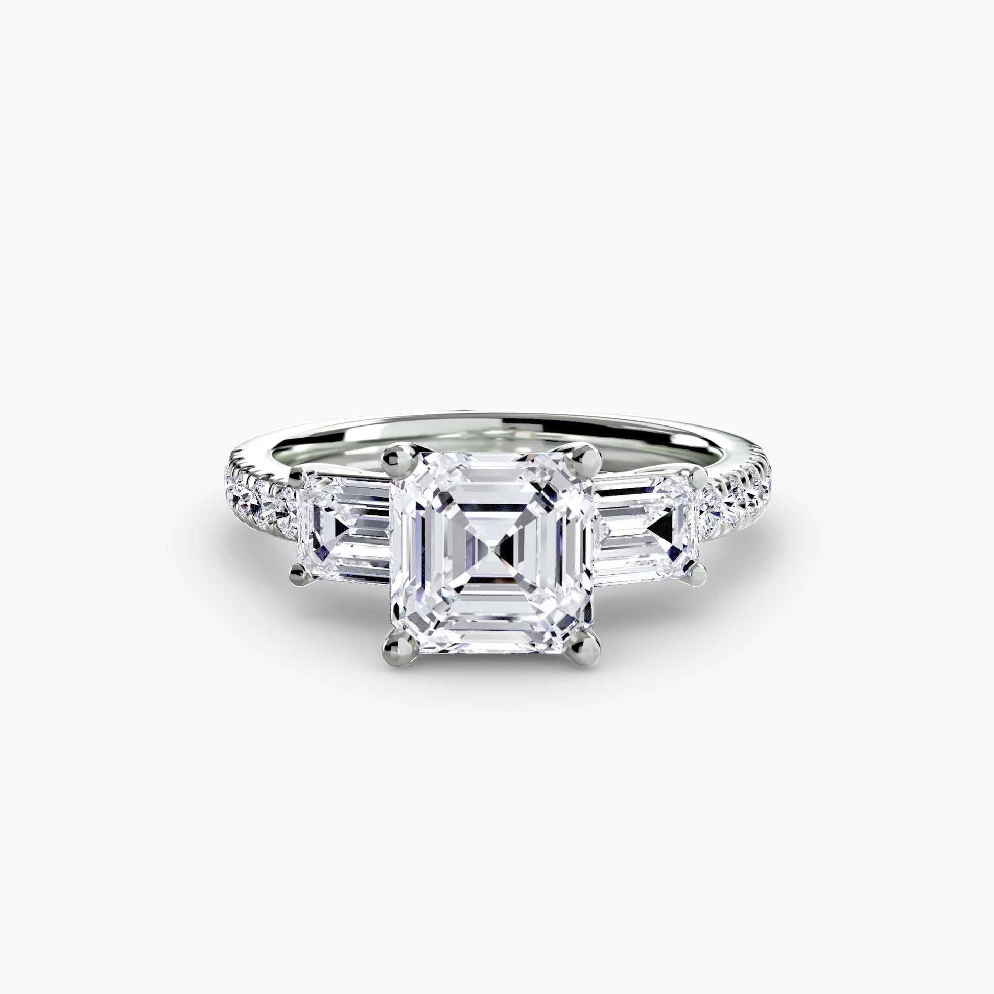 Three - Stone Ring with Pavé Band 4 - Prestige Stones