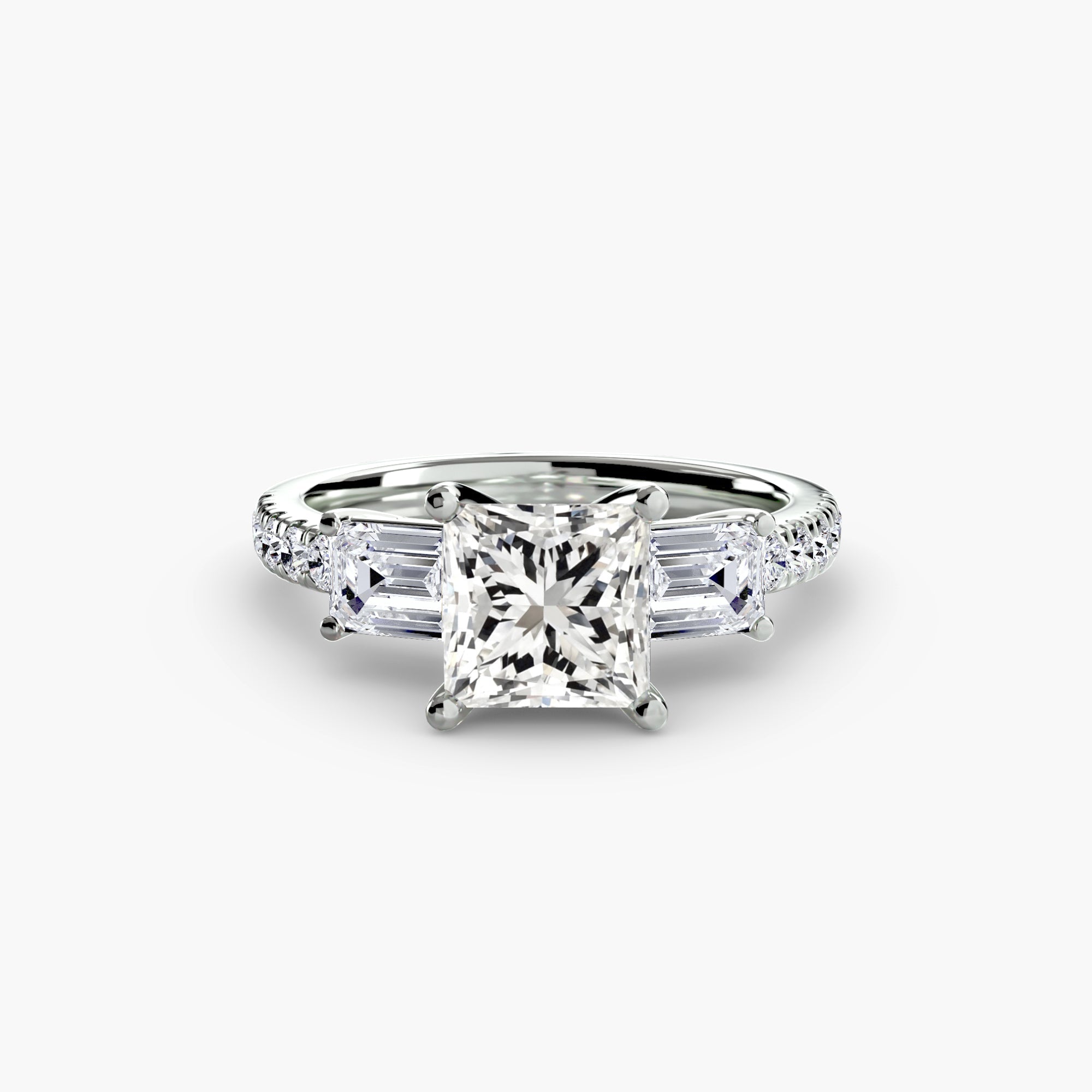 Three - Stone Ring with Pavé Band 4 - Prestige Stones
