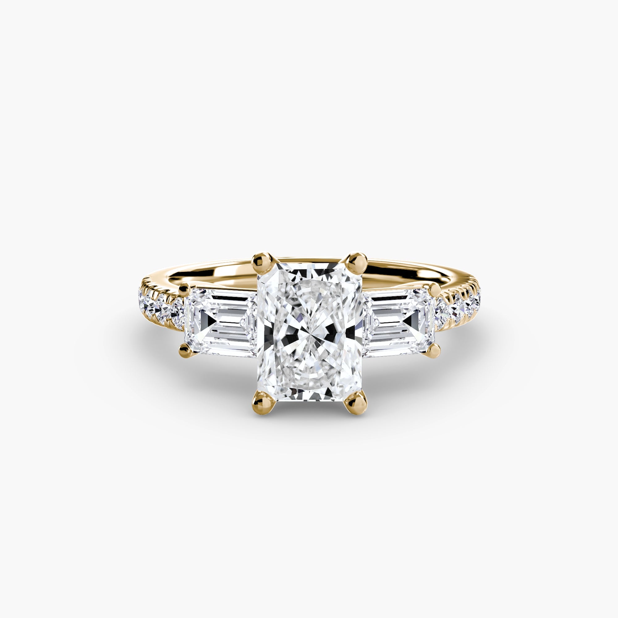 Three - Stone Ring with Pavé Band 4 - Prestige Stones