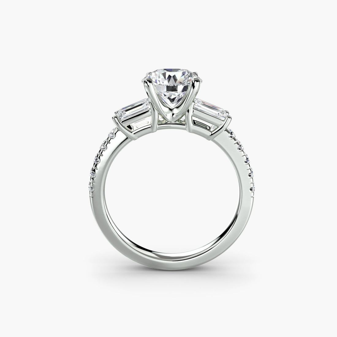 Three - Stone Ring with Pavé Band 4 - Prestige Stones