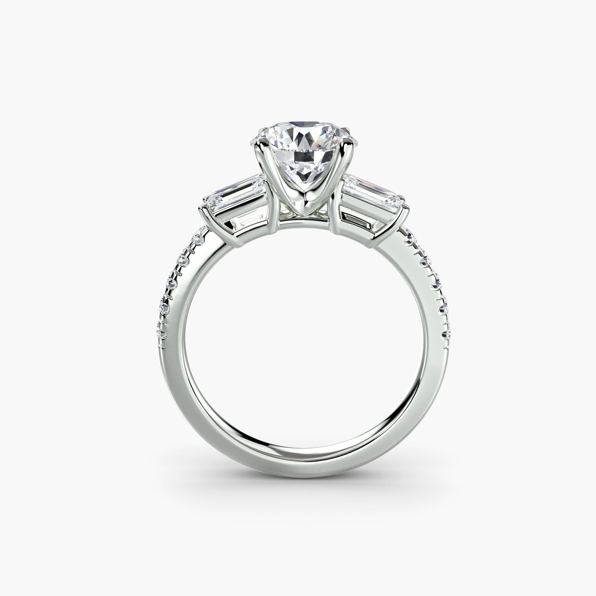 Three - Stone Ring with Pavé Band 4 - Prestige Stones