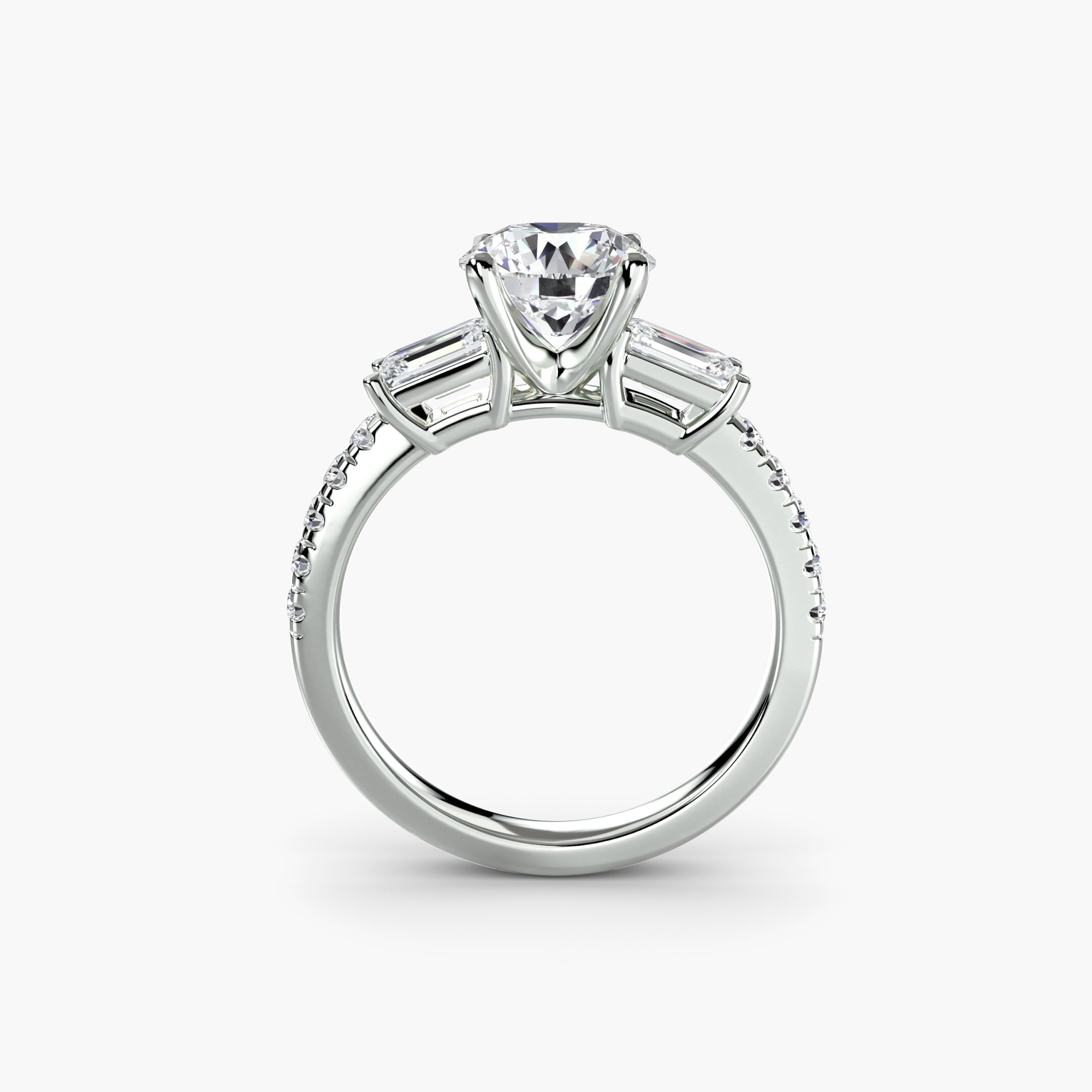 Three - Stone Ring with Pavé Band 4 - Prestige Stones
