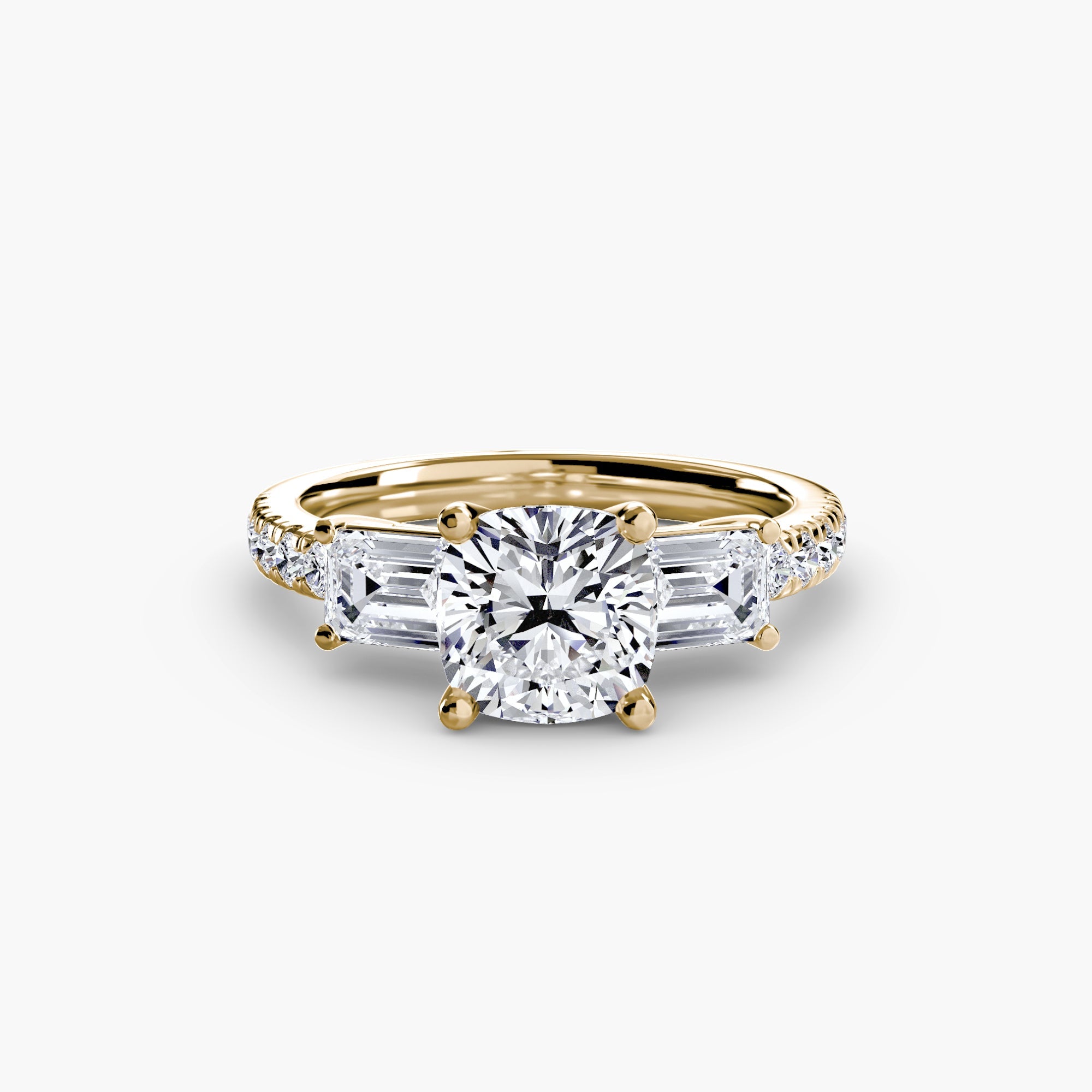 Three - Stone Ring with Pavé Band 4 - Prestige Stones