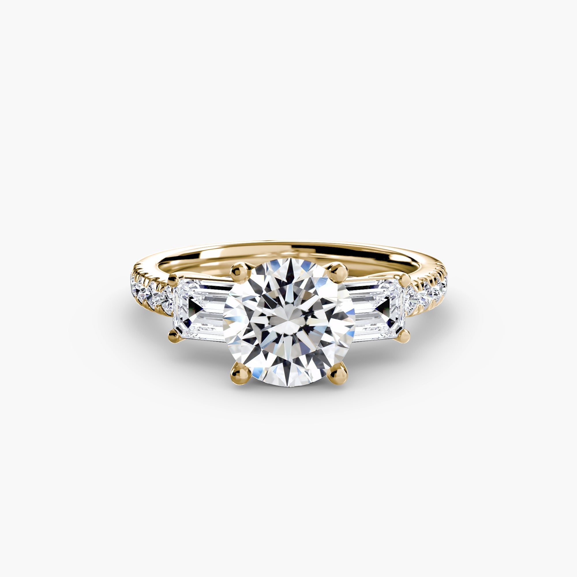 Three - Stone Ring with Pavé Band 4 - Prestige Stones