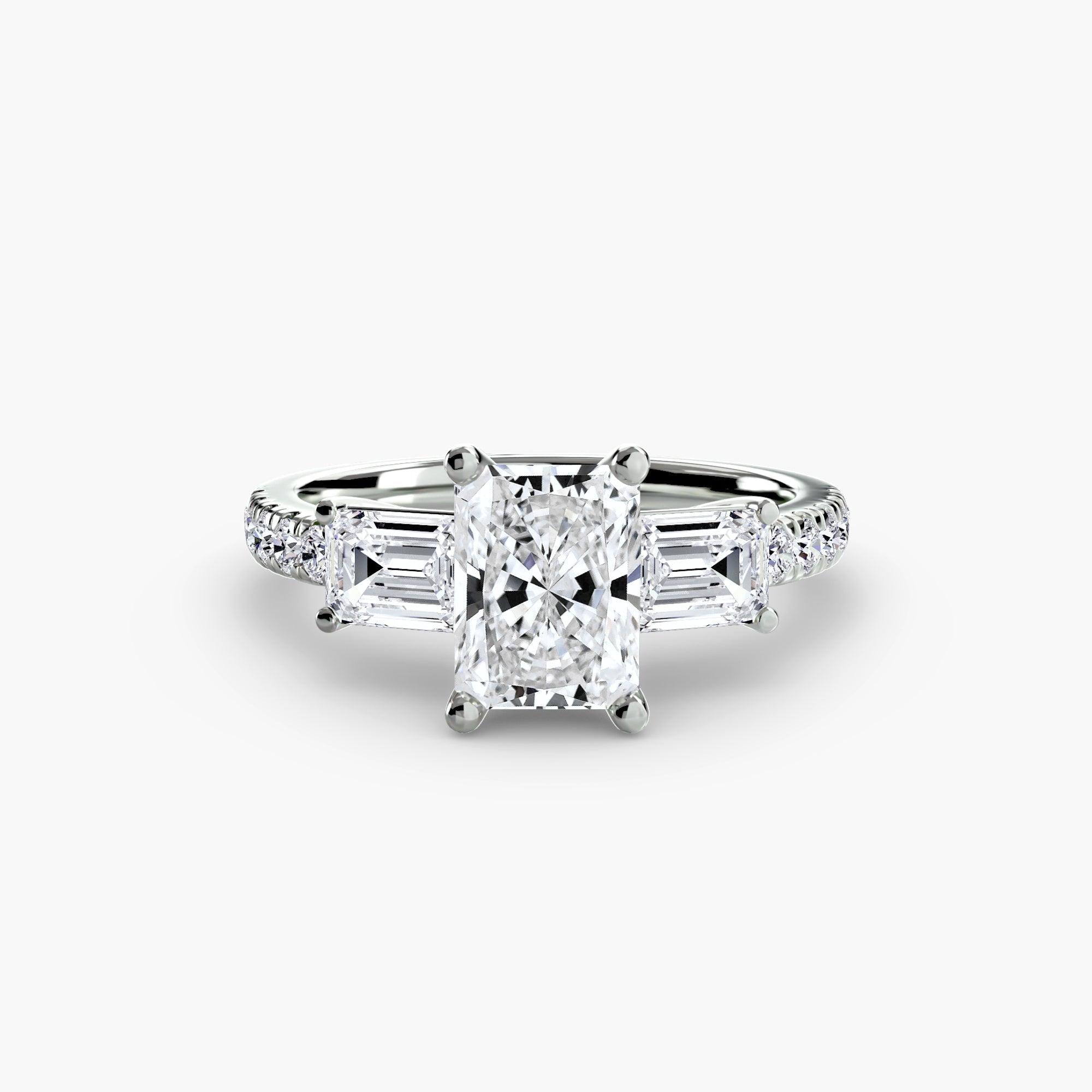 Three - Stone Ring with Pavé Band 4 - Prestige Stones