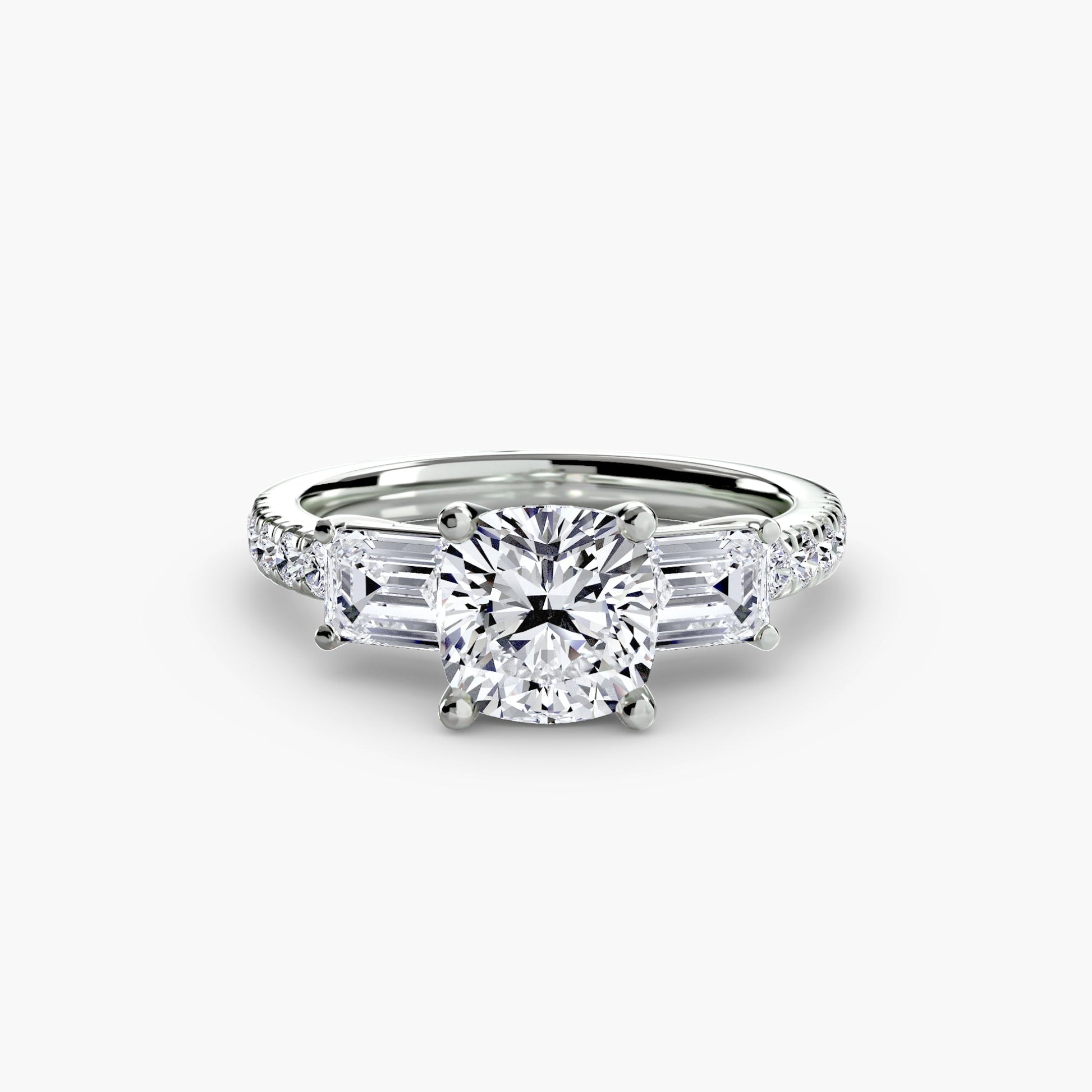Three - Stone Ring with Pavé Band 4 - Prestige Stones