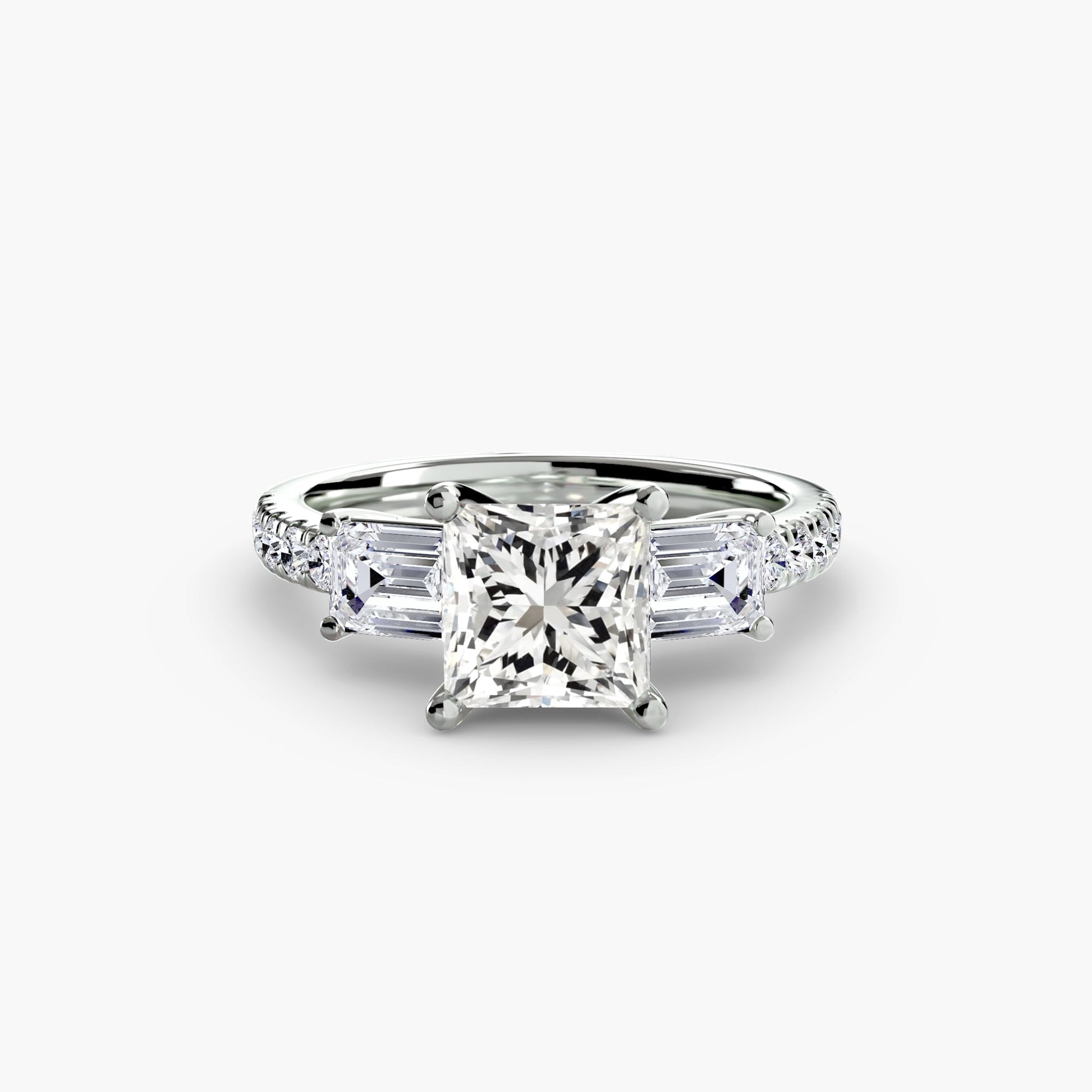 Three - Stone Ring with Pavé Band 4 - Prestige Stones