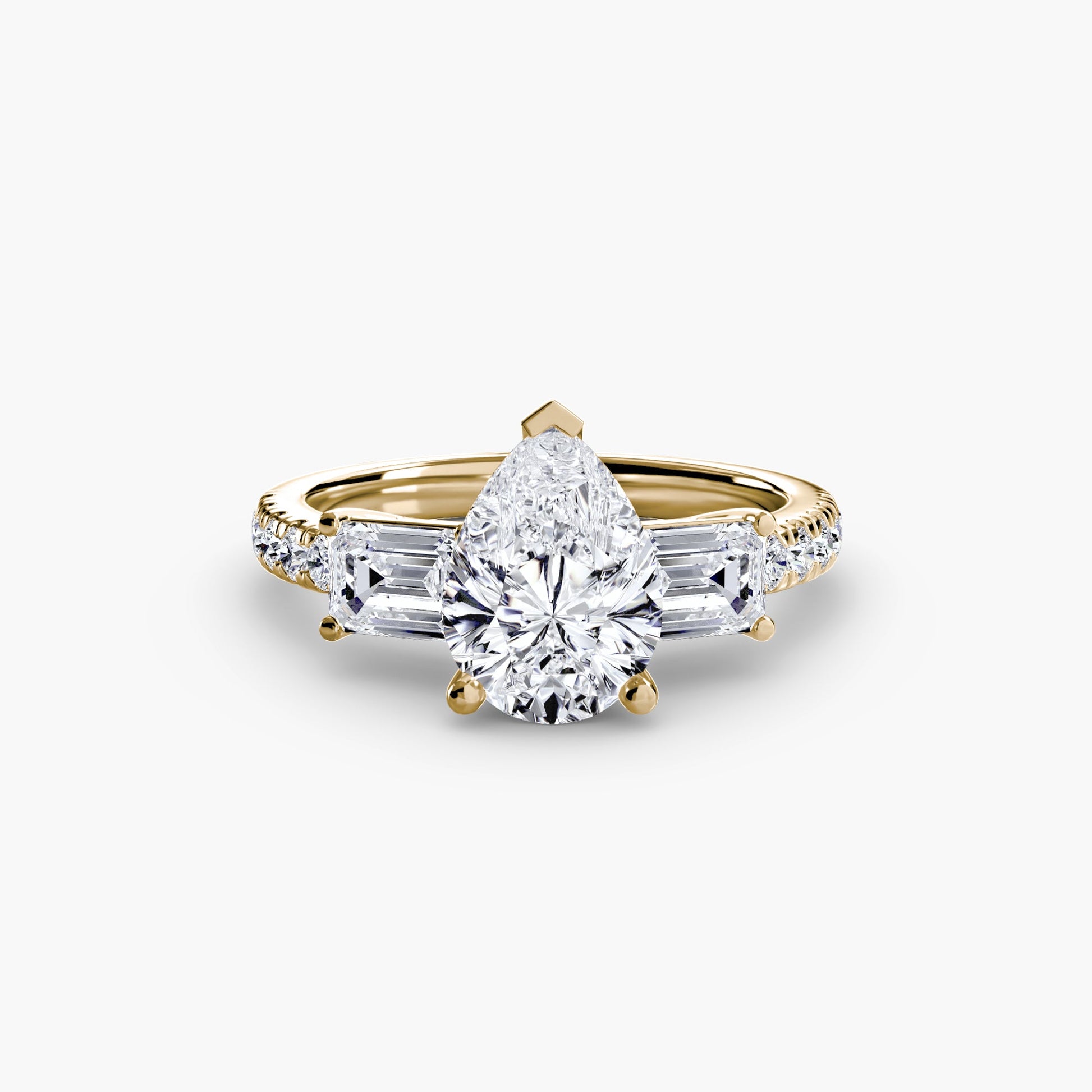Three - Stone Ring with Pavé Band 4 - Prestige Stones