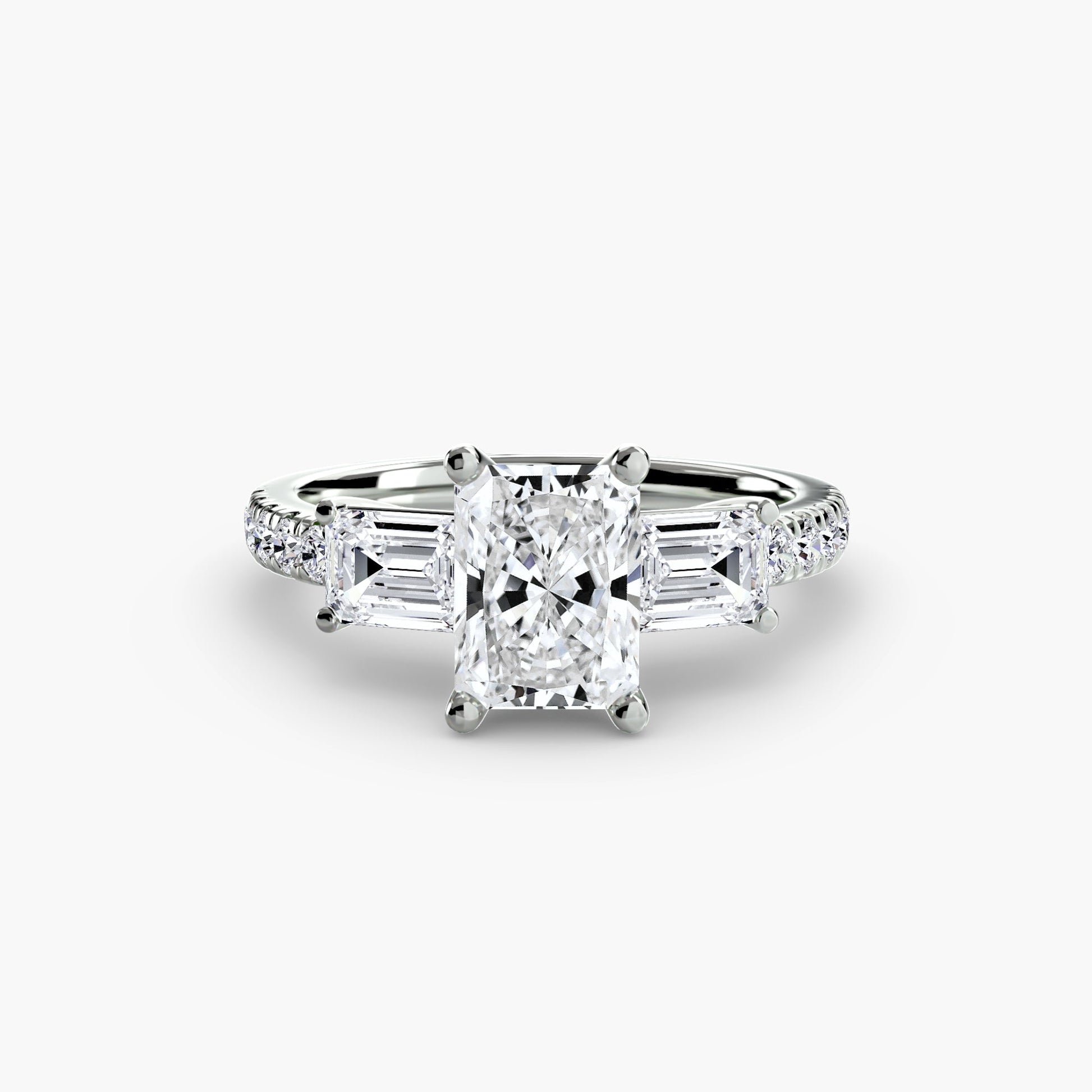 Three - Stone Ring with Pavé Band 4 - Prestige Stones