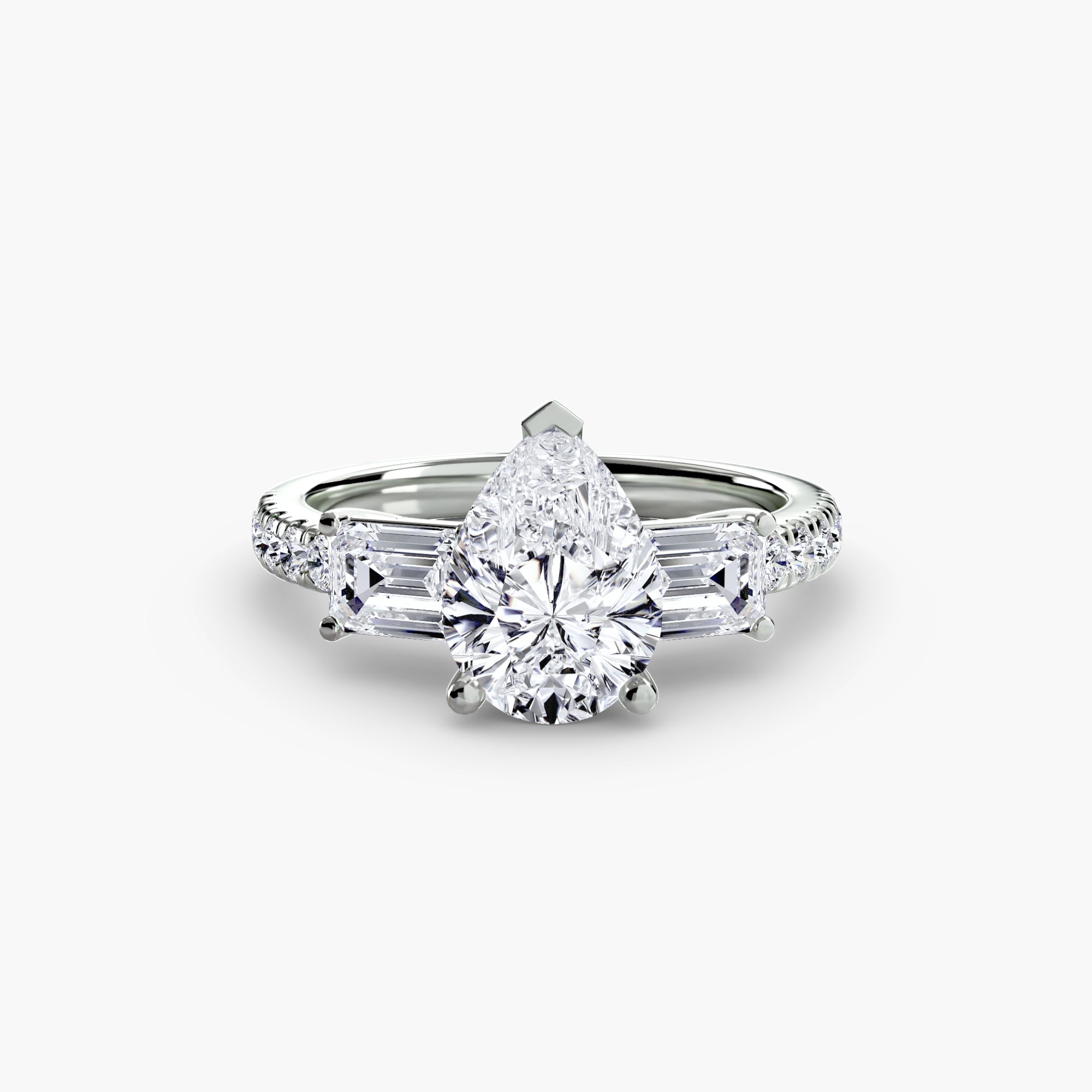 Three - Stone Ring with Pavé Band 4 - Prestige Stones