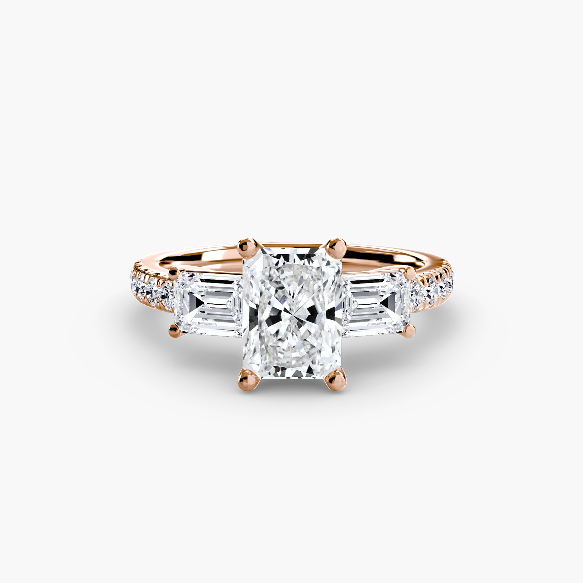 Three - Stone Ring with Pavé Band 4 - Prestige Stones