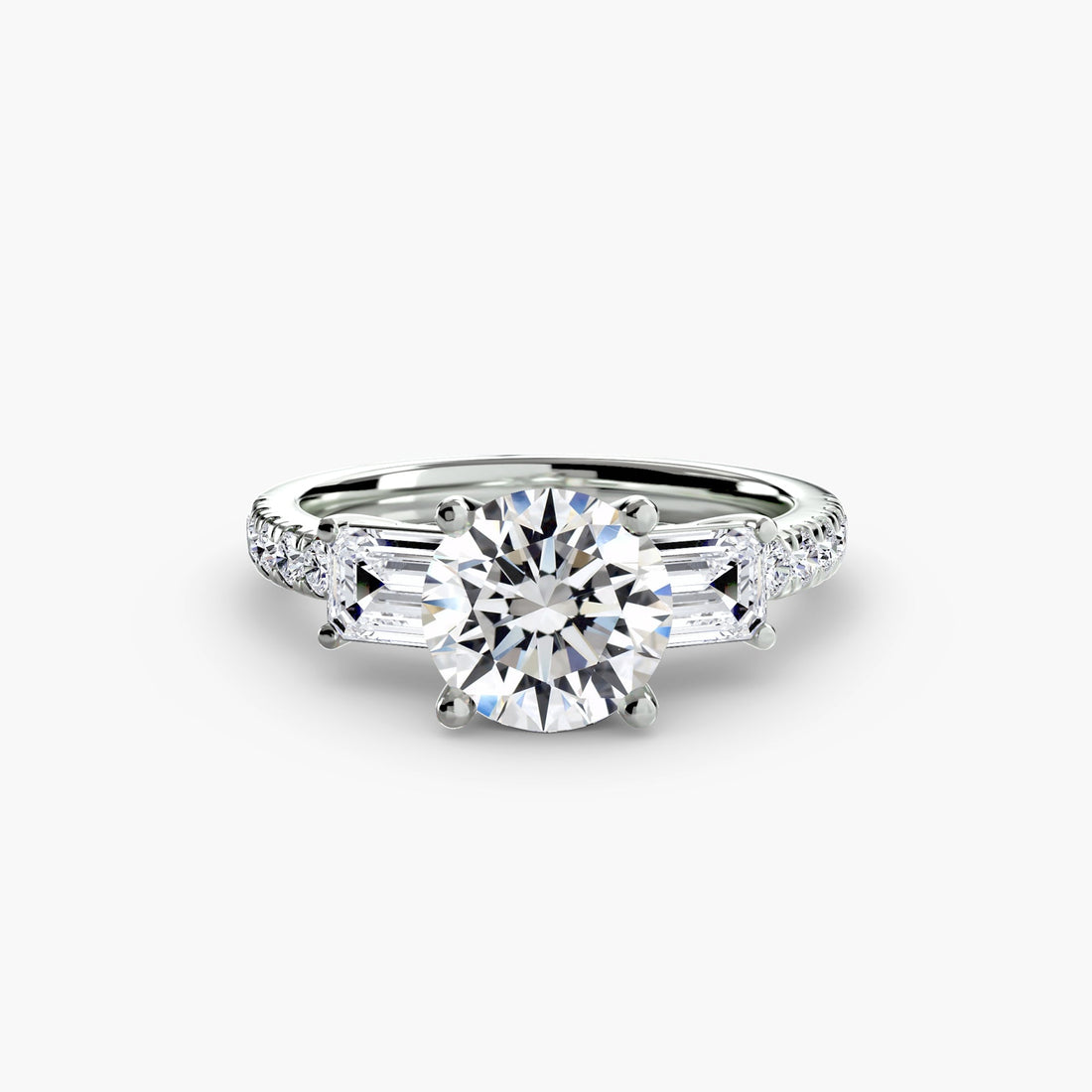 Three - Stone Ring with Pavé Band 4 - Prestige Stones
