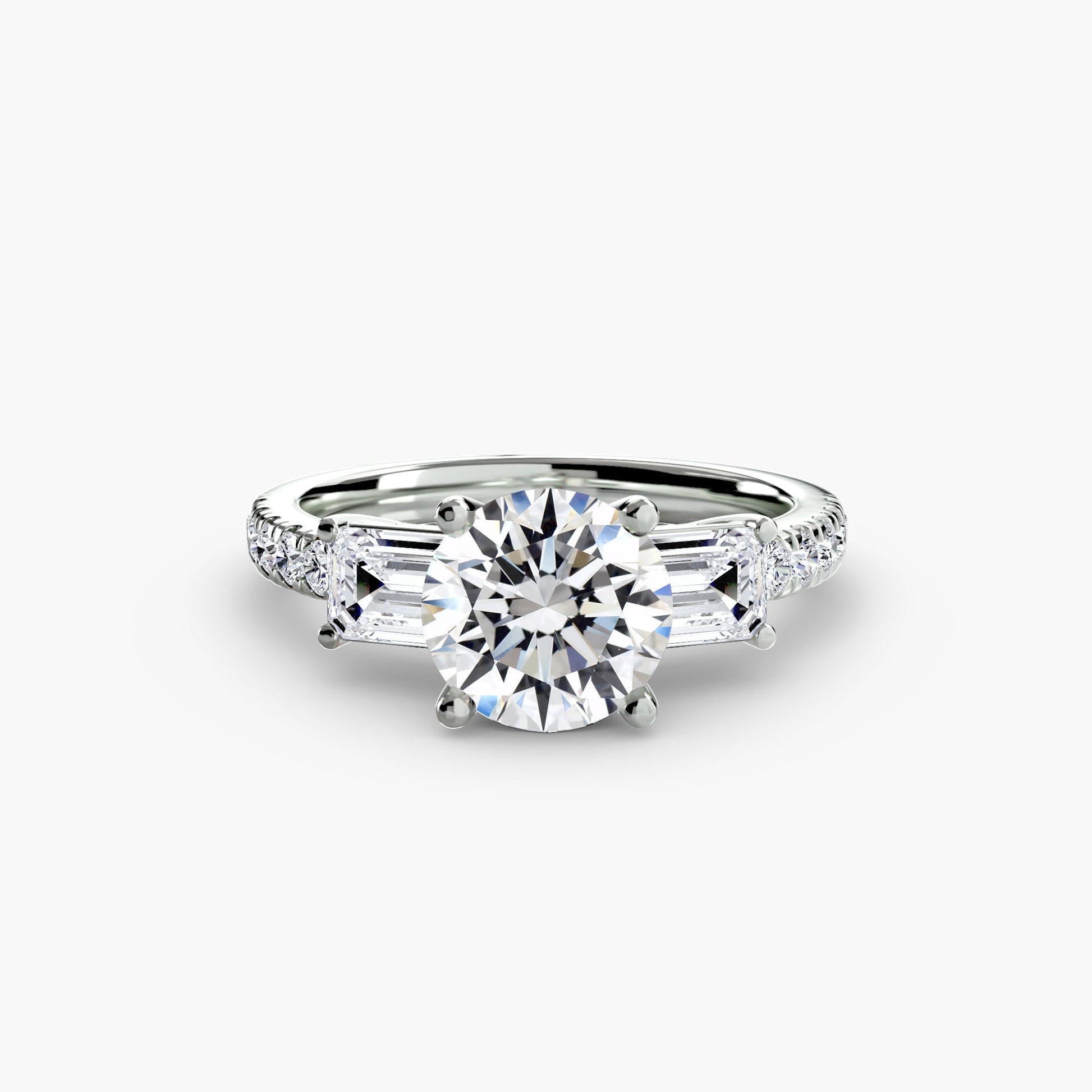 Three - Stone Ring with Pavé Band 4 - Prestige Stones