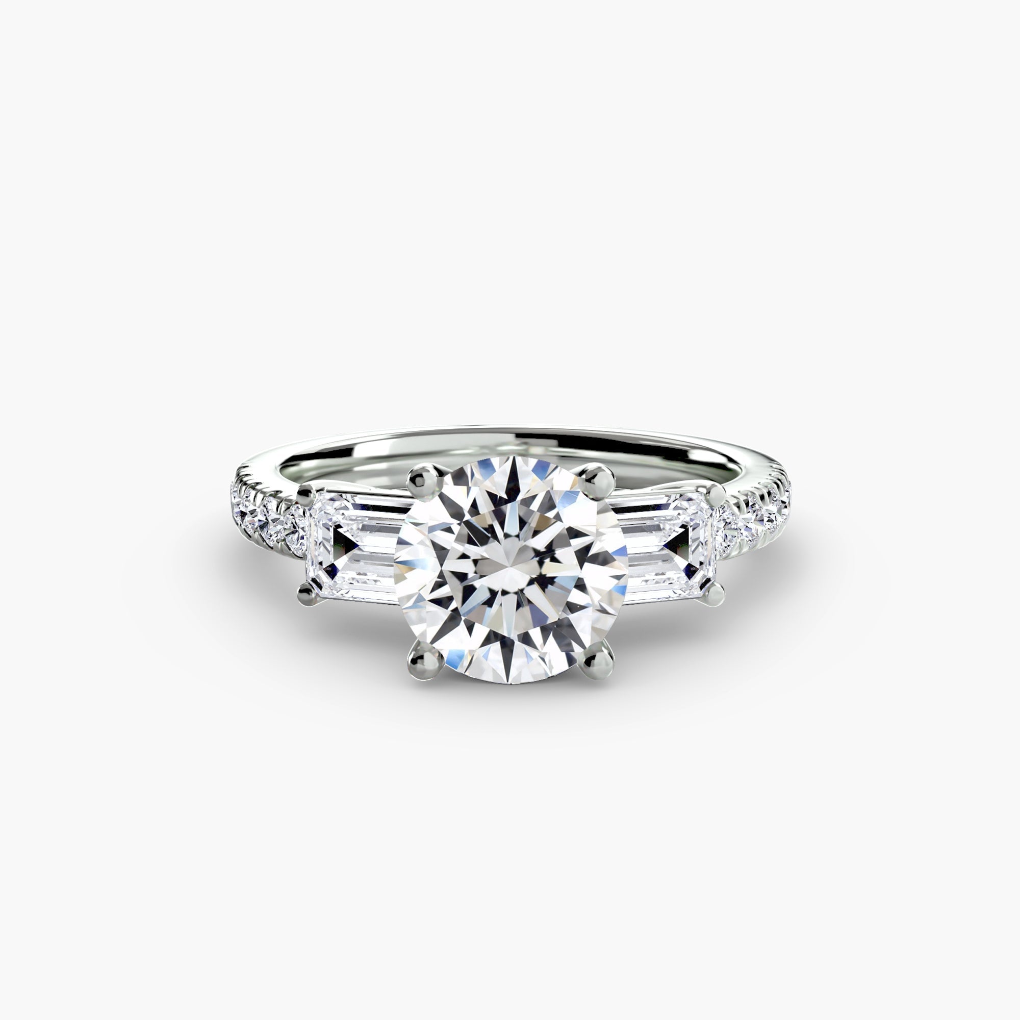 Three - Stone Ring with Pavé Band 4 - Prestige Stones