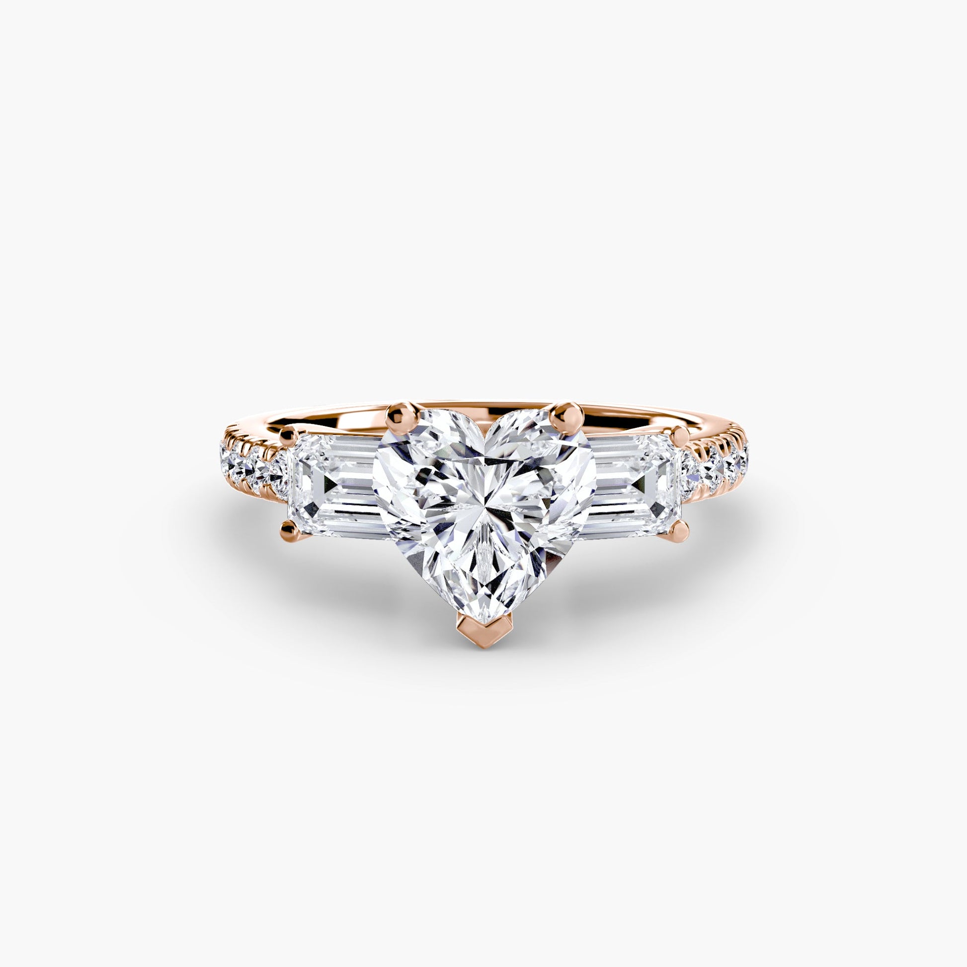 Three - Stone Ring with Pavé Band 4 - Prestige Stones