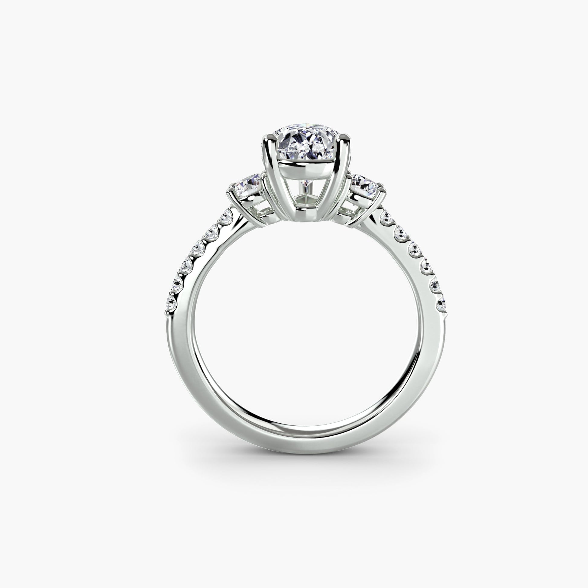 Three - Stone Ring with Pavé Band 5 - Prestige Stones