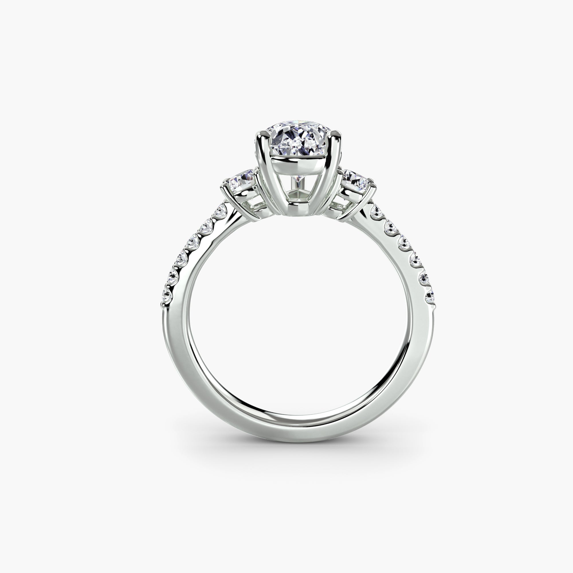 Three - Stone Ring with Pavé Band 5 - Prestige Stones